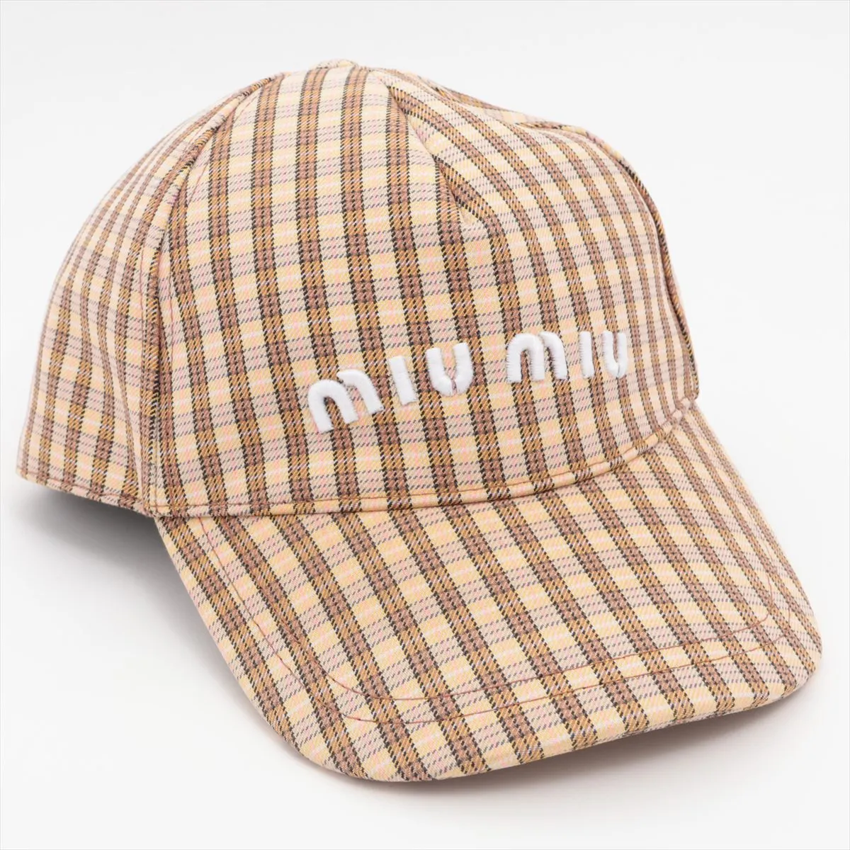 5HC179 Logo Cap, Size S, Cotton, Beige x Brown. Shows signs of wear, — view 2