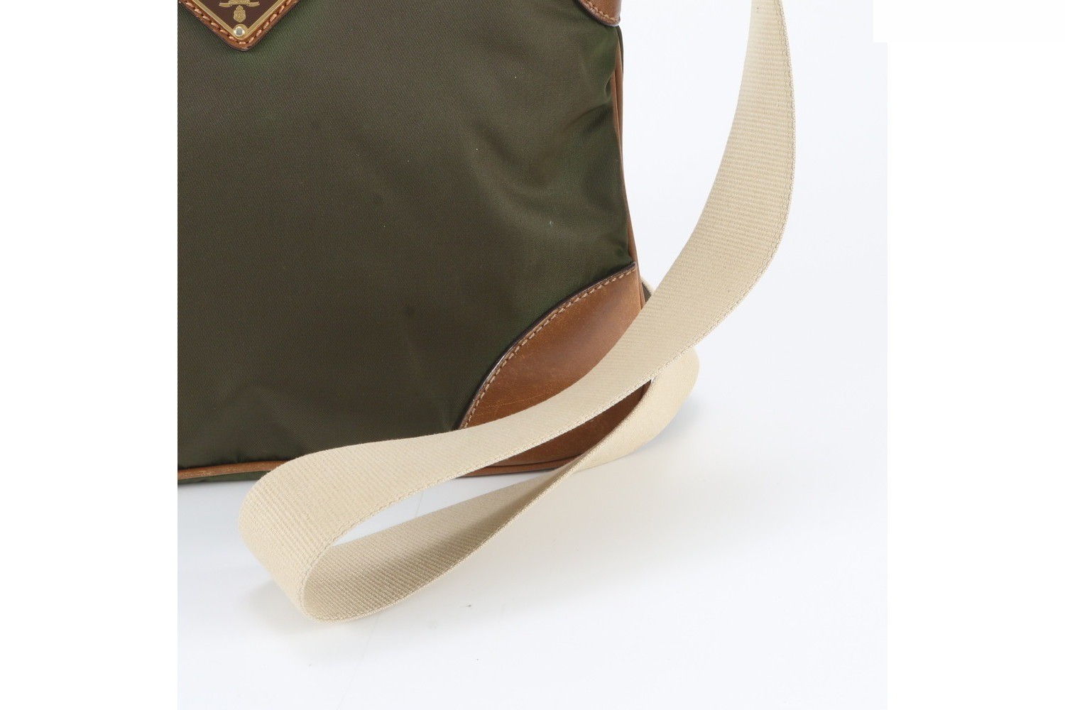 Tessuto Nylon Triangle Logo Leather Shoulder Bag — view 2