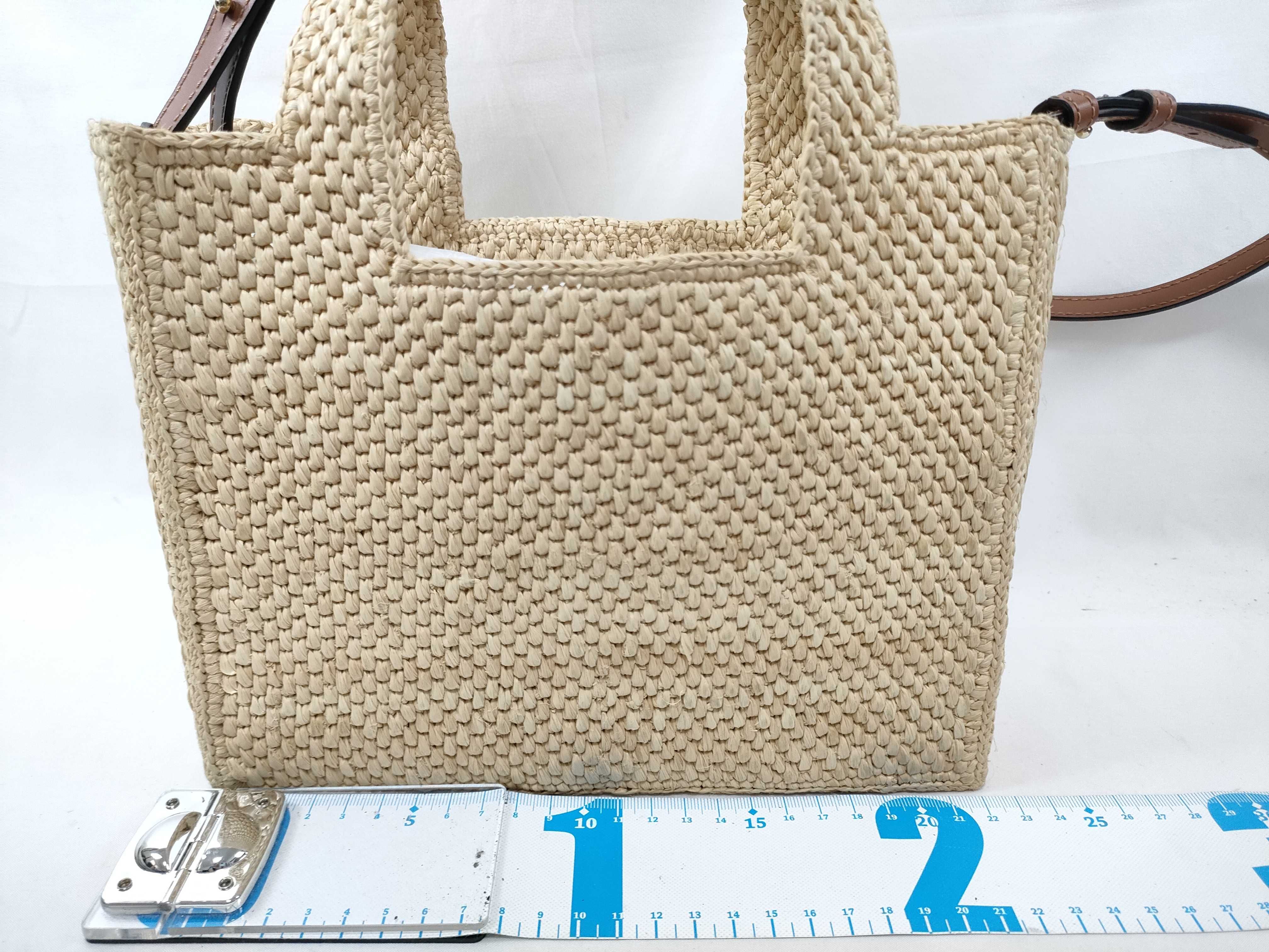 Font Tote Small Raffia 2-Way Handbag Beige Handbag — view 2