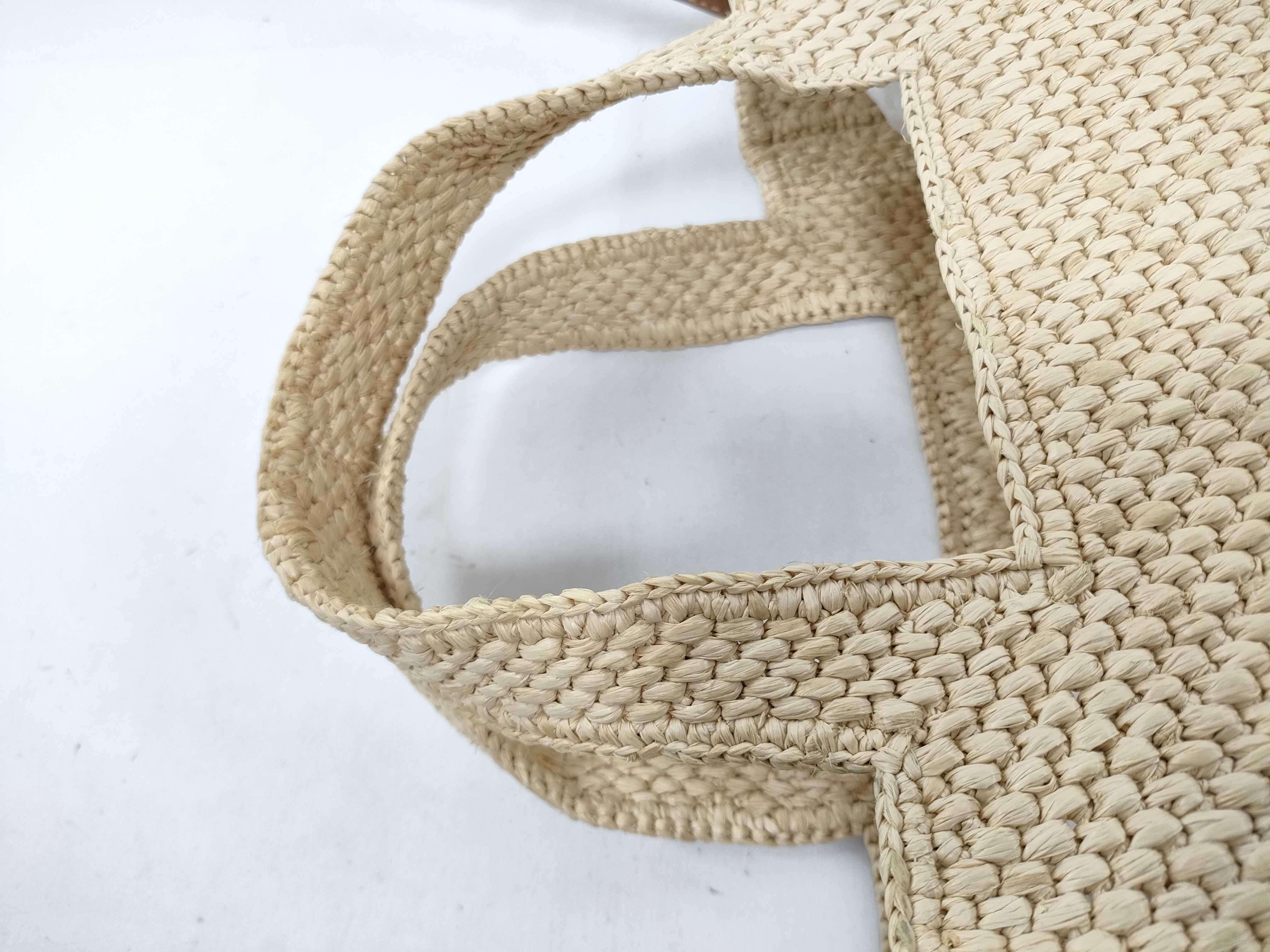 Font Tote Small Raffia 2-Way Handbag Beige Handbag — view 4