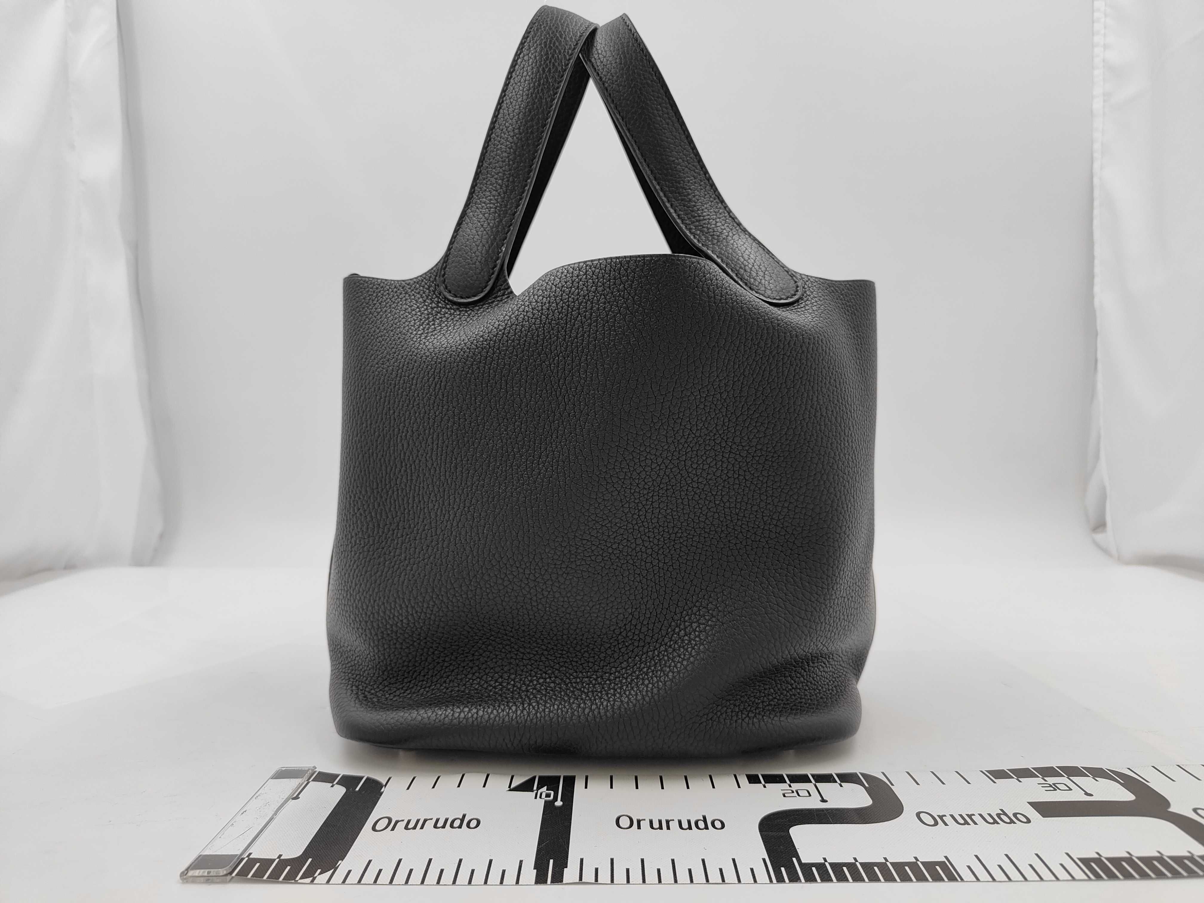 Picotin Taurillon Leather Black Silver Hardware D Stamp Handbag — view 2