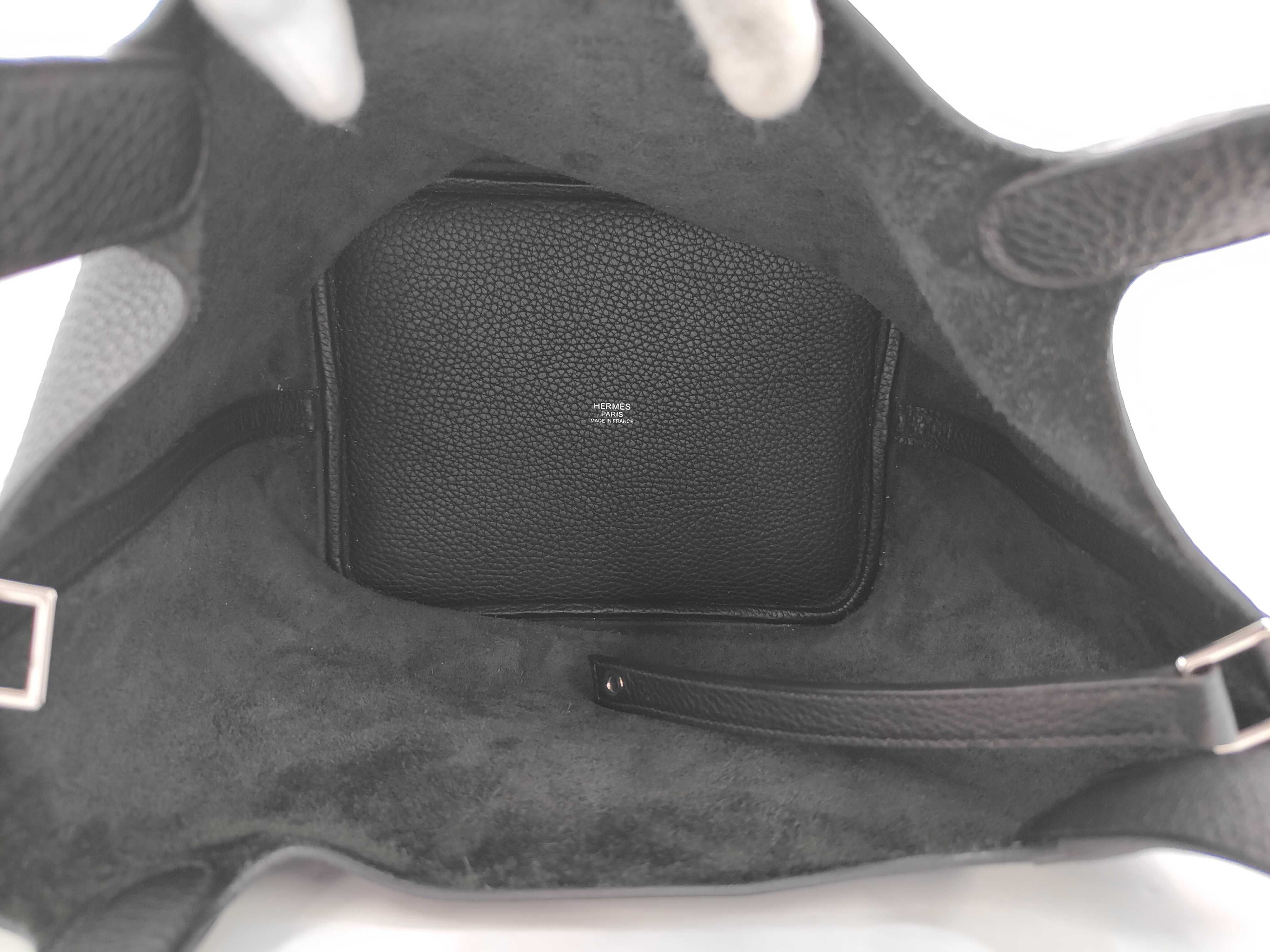 Picotin Taurillon Leather Black Silver Hardware D Stamp Handbag — view 10