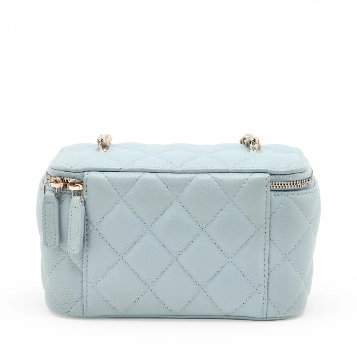 Matelassé Caviar Skin Chain Shoulder Bag Vanity Case Blue Gold Hardware 31931378 (Serial Number 31) — view 2