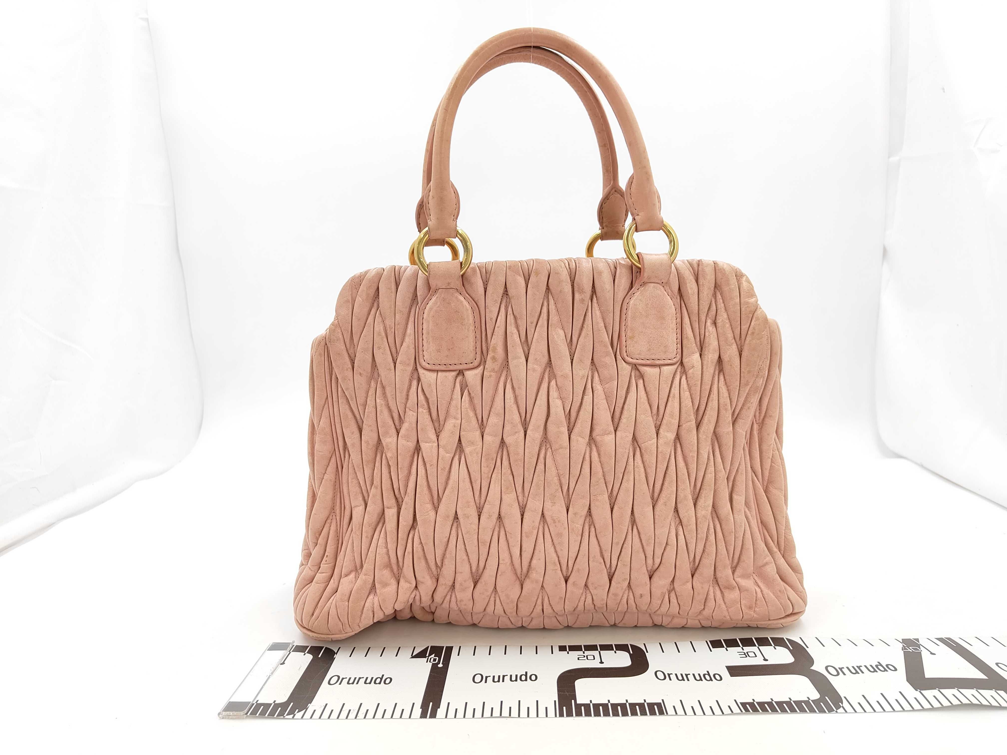 Matelassé 2-Way Bag with Long Strap, Leather, Pink Handbag — view 2