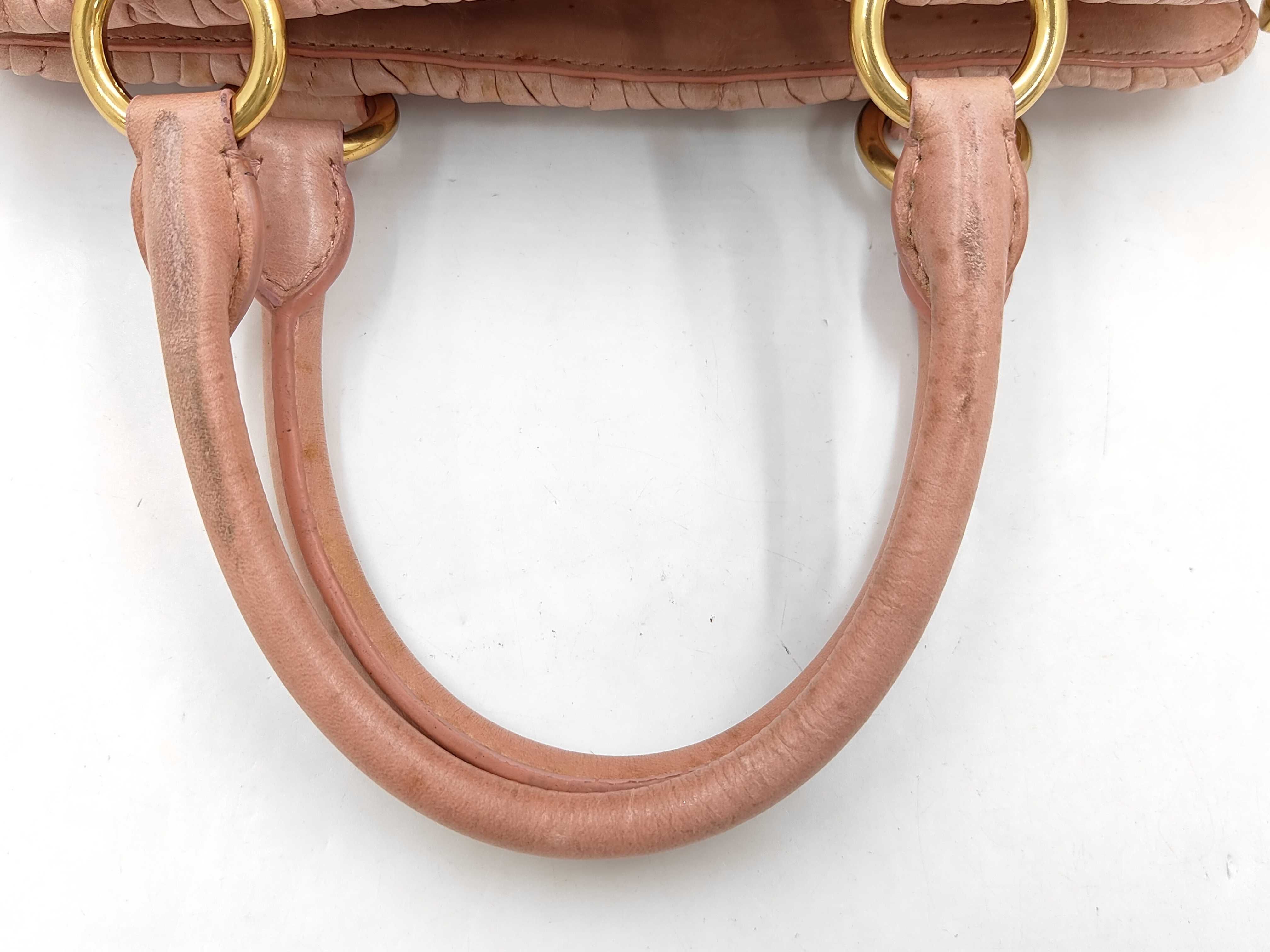 Matelassé 2-Way Bag with Long Strap, Leather, Pink Handbag — view 4