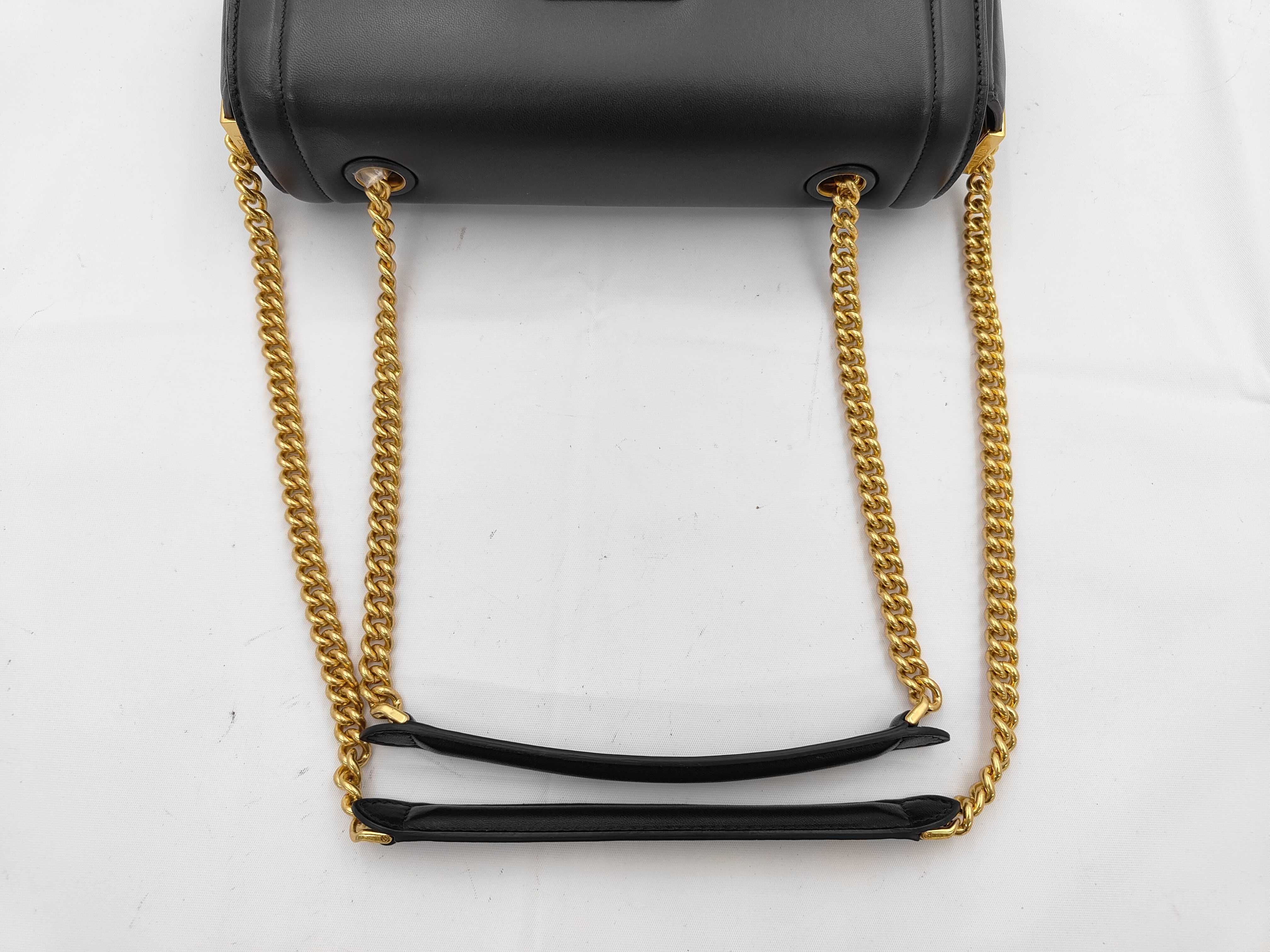 Chain Shoulder Leather Black Shoulder Bag — view 3