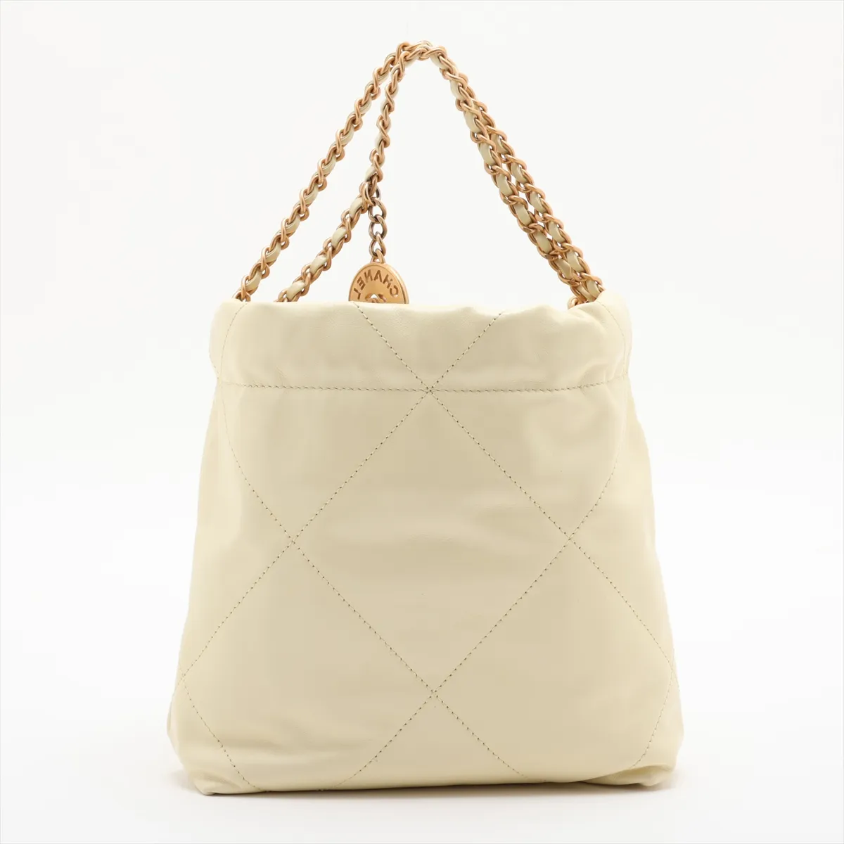 22 Mini Shiny Calfskin Chain Shoulder Bag Yellow Gold Hardware J4CH5TNH Random Plate — view 2