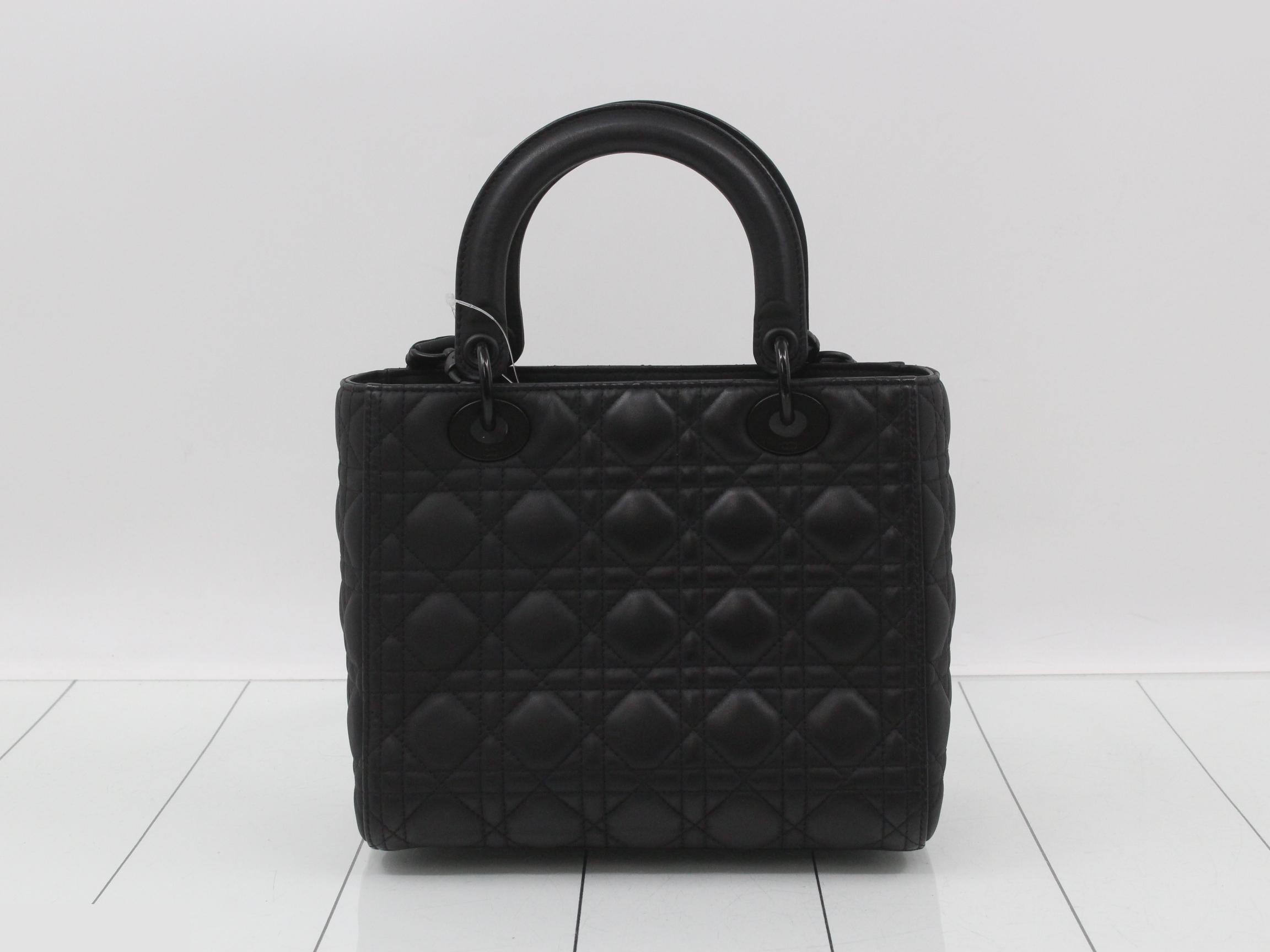 Lady Dior 2-Way Handbag, Ultra Matte Calf Leather, Black — view 2
