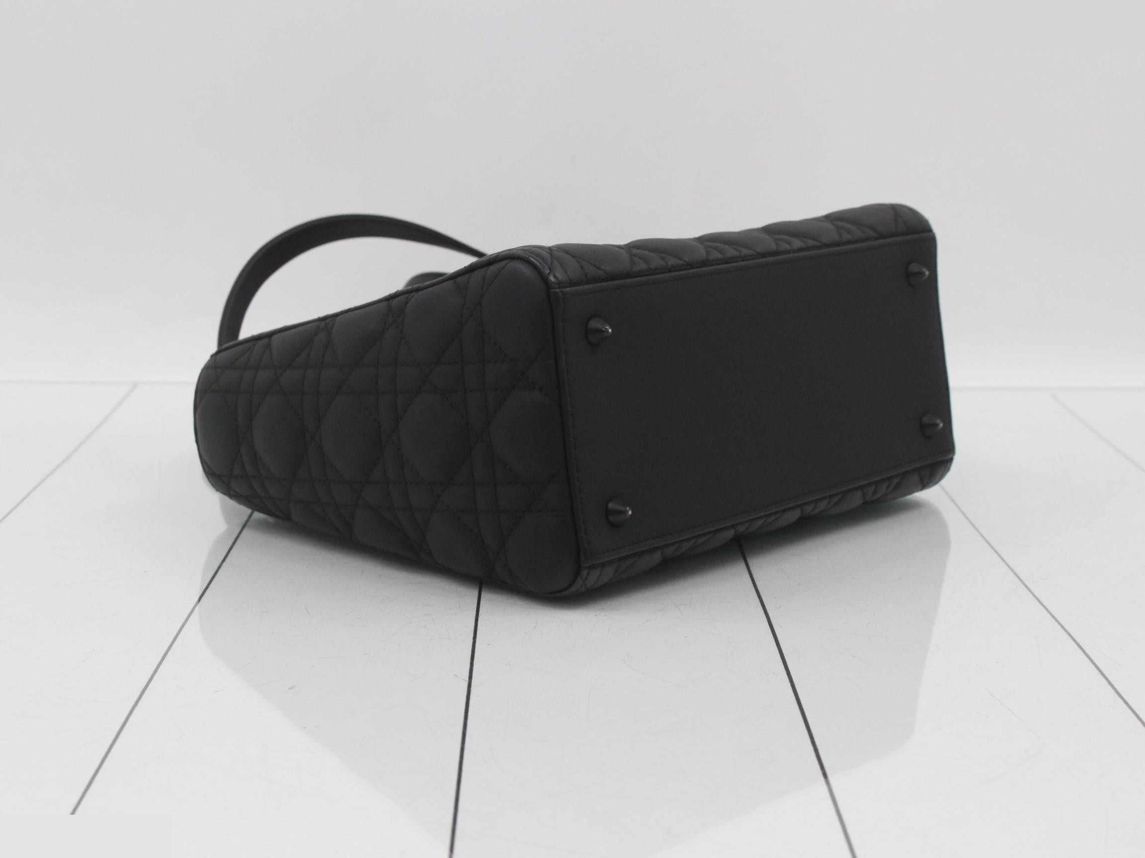 Lady Dior 2-Way Handbag, Ultra Matte Calf Leather, Black — view 5