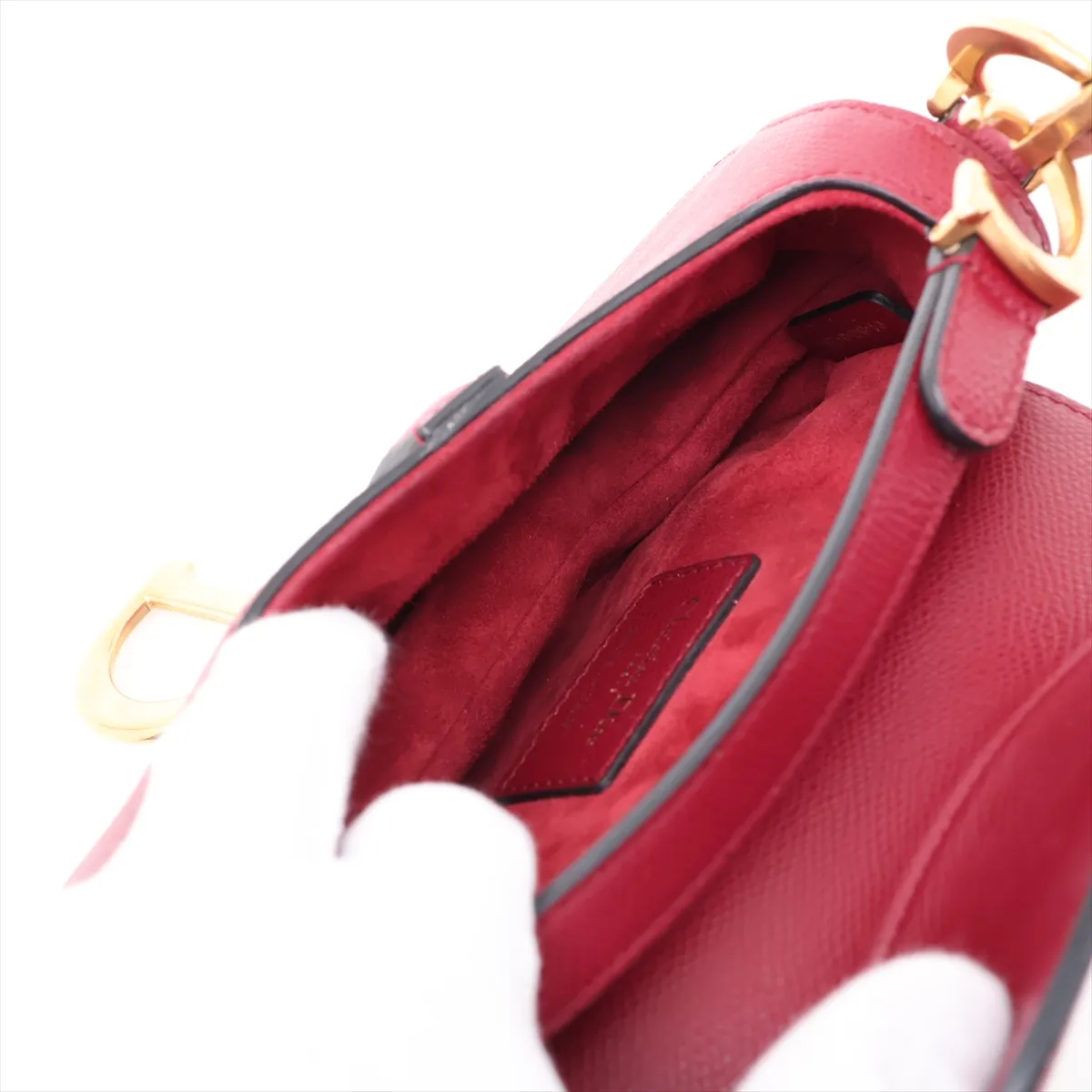 Saddle Leather Handbag, Red — view 7