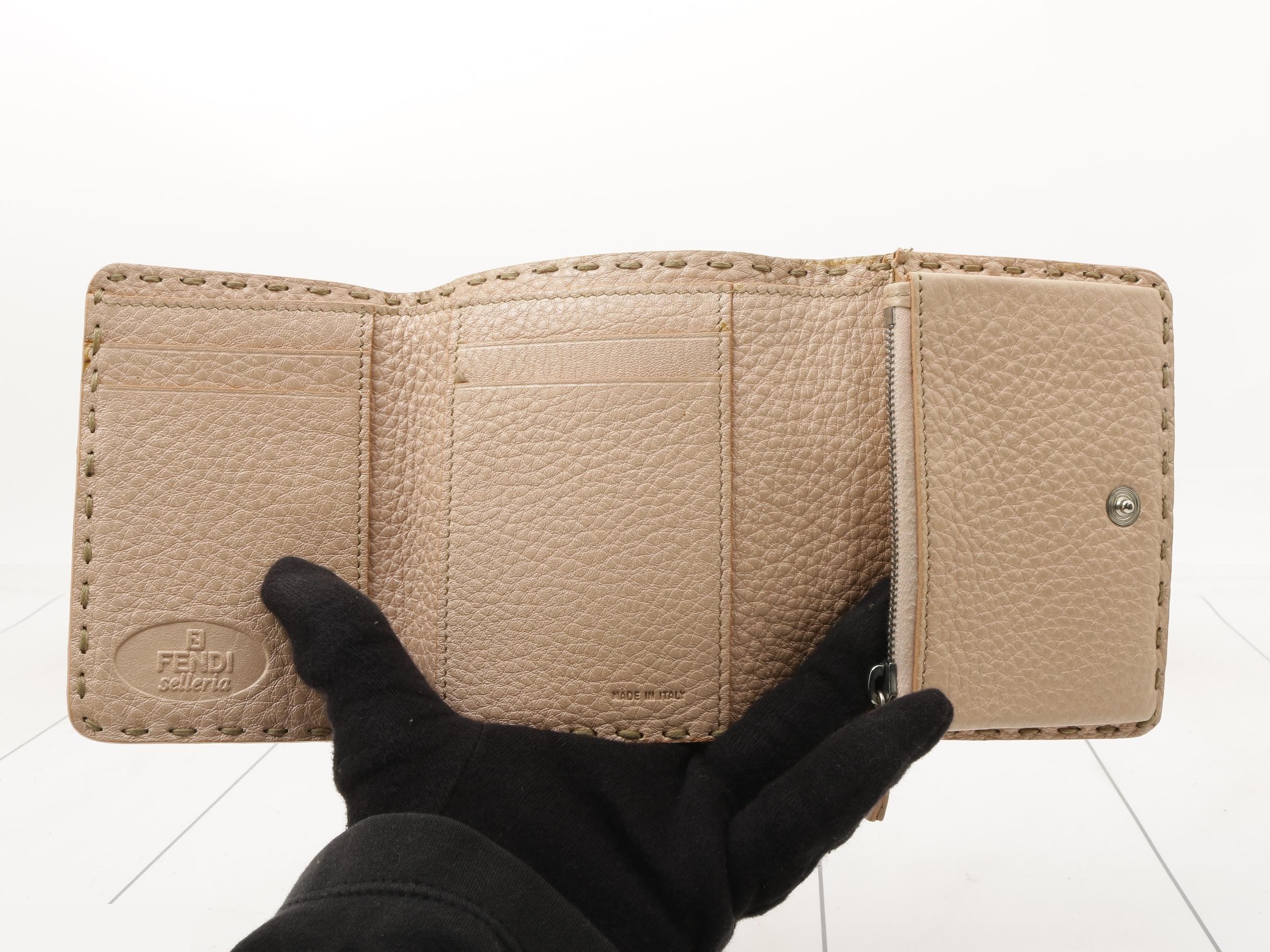 folding wallet, leather, pink, logo engraved plate, FENDI — view 4