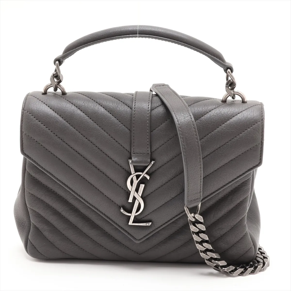 College 487213 Leather 2-Way Handbag, Gray