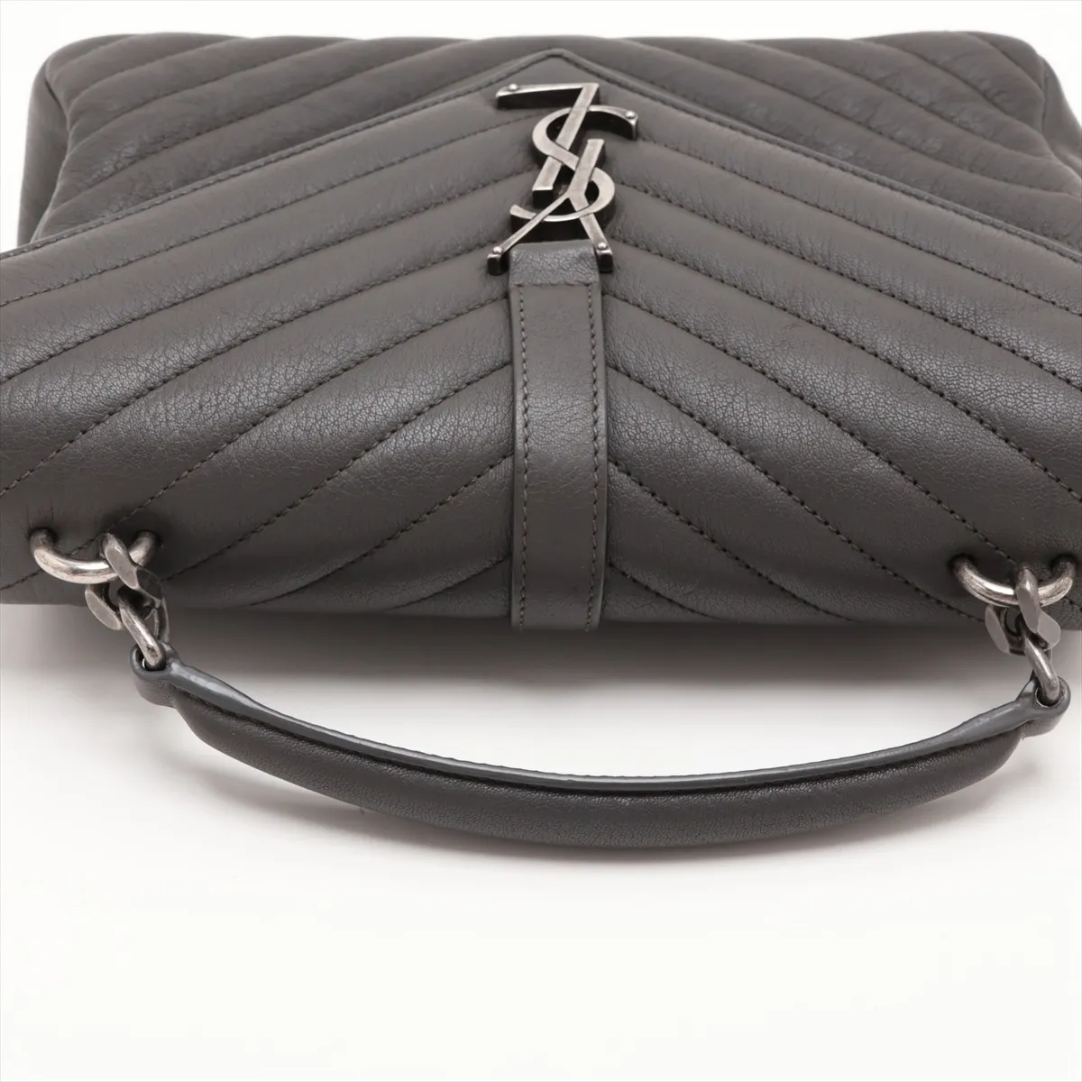 College 487213 Leather 2-Way Handbag, Gray — view 5