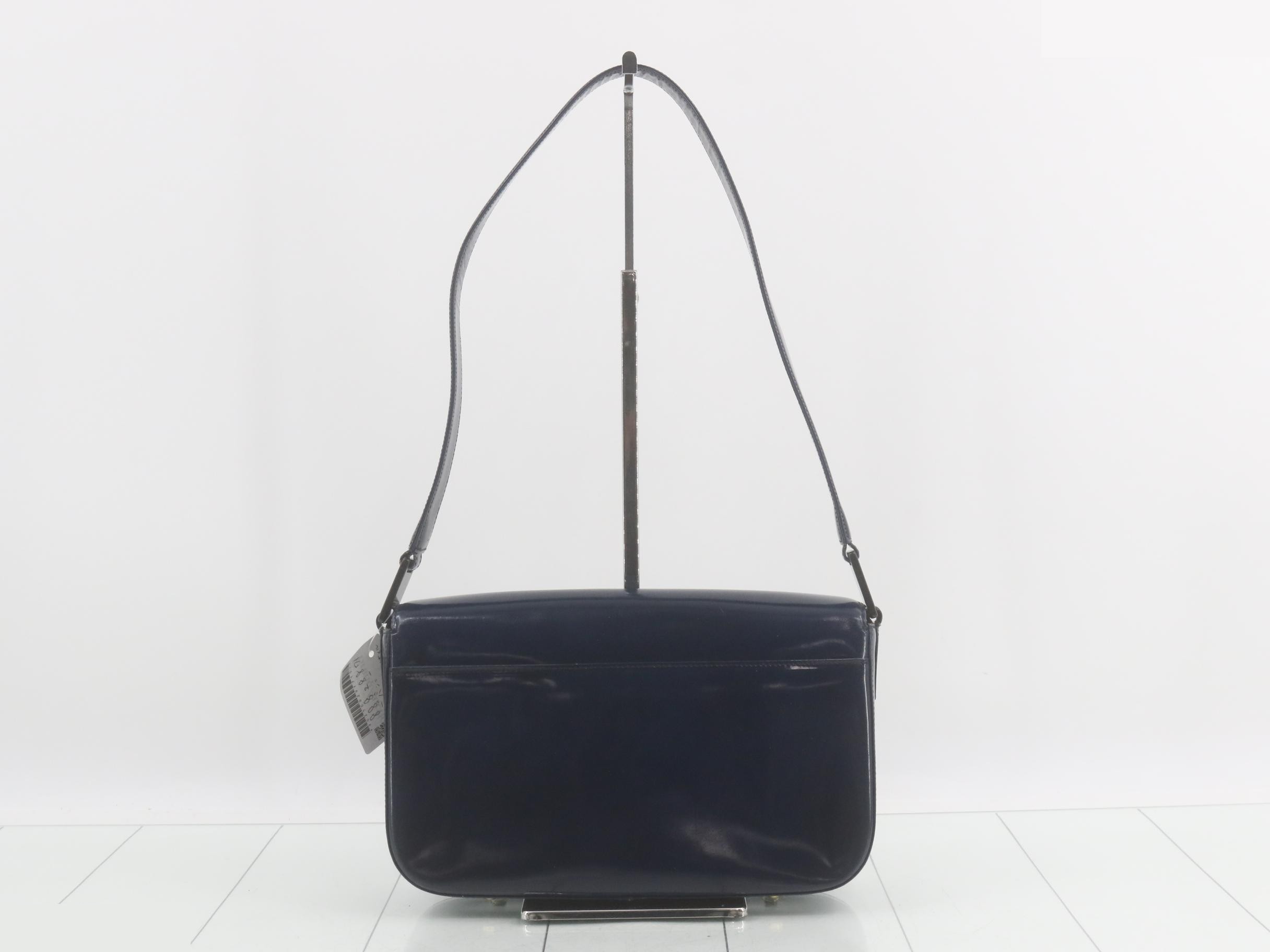 One-shoulder bag, enamel, navy, W28 H18 D8 — view 2