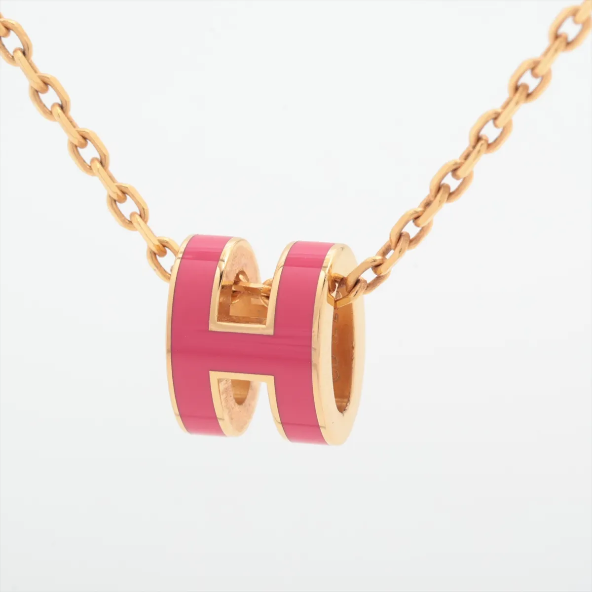 Mini Pop H Necklace GP Gold x Pink Brushes — view 2