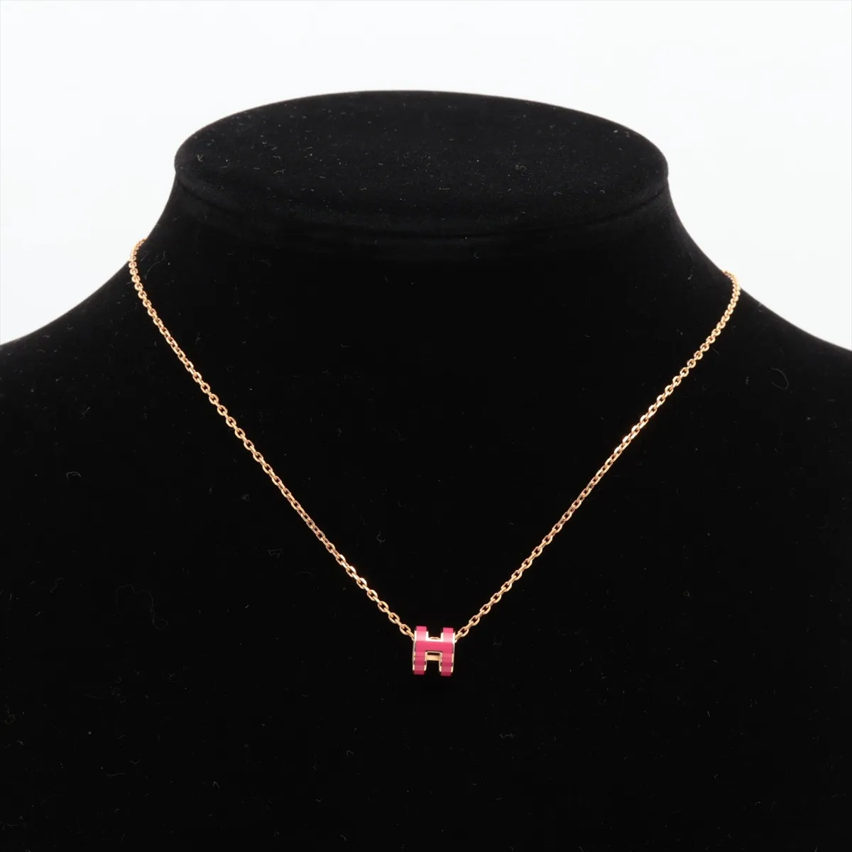 Mini Pop H Necklace GP Gold x Pink Brushes — view 5