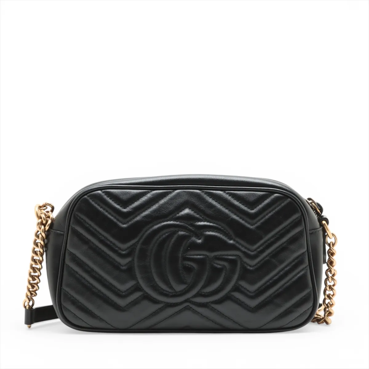 GG Marmont Leather Chain Shoulder Bag Black 447632 — view 2