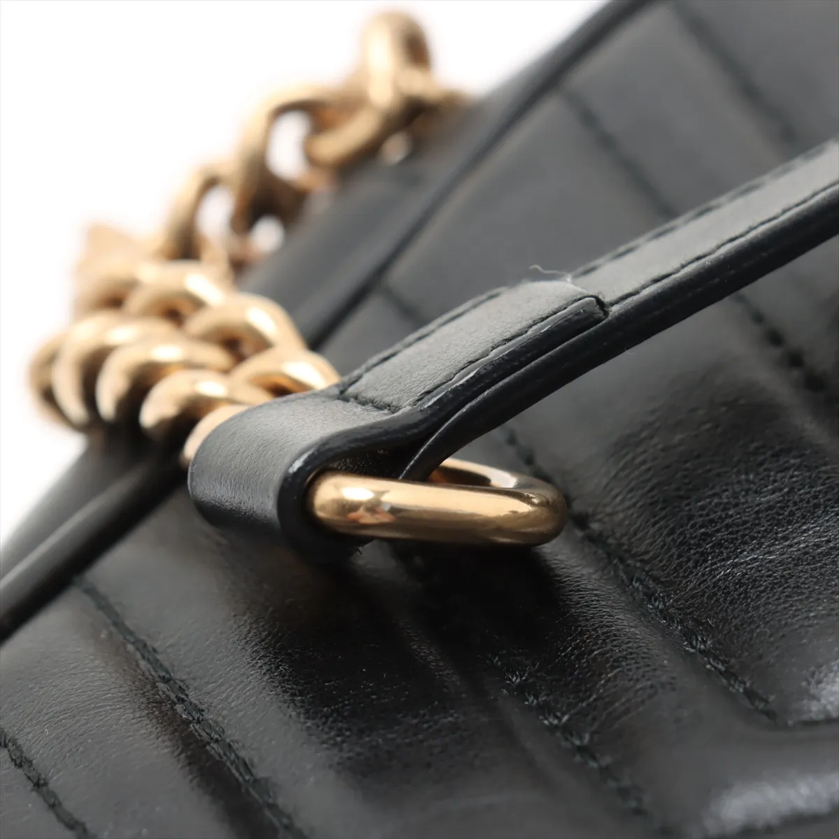GG Marmont Leather Chain Shoulder Bag Black 447632 — view 11