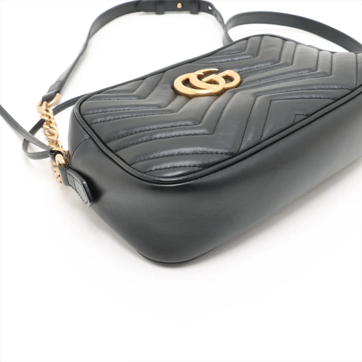 GG Marmont Leather Chain Shoulder Bag Black 447632 — view 4