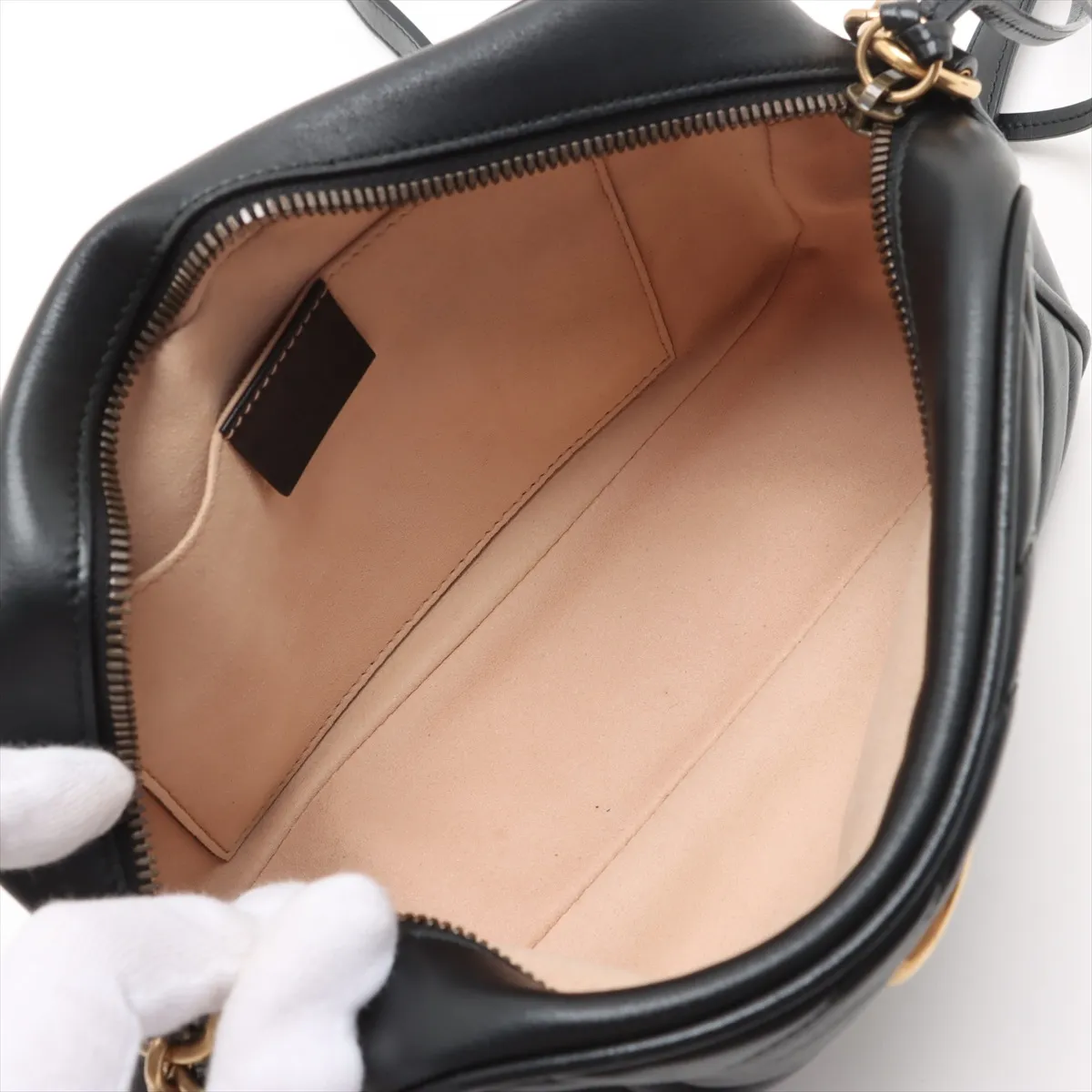 GG Marmont Leather Chain Shoulder Bag Black 447632 — view 6