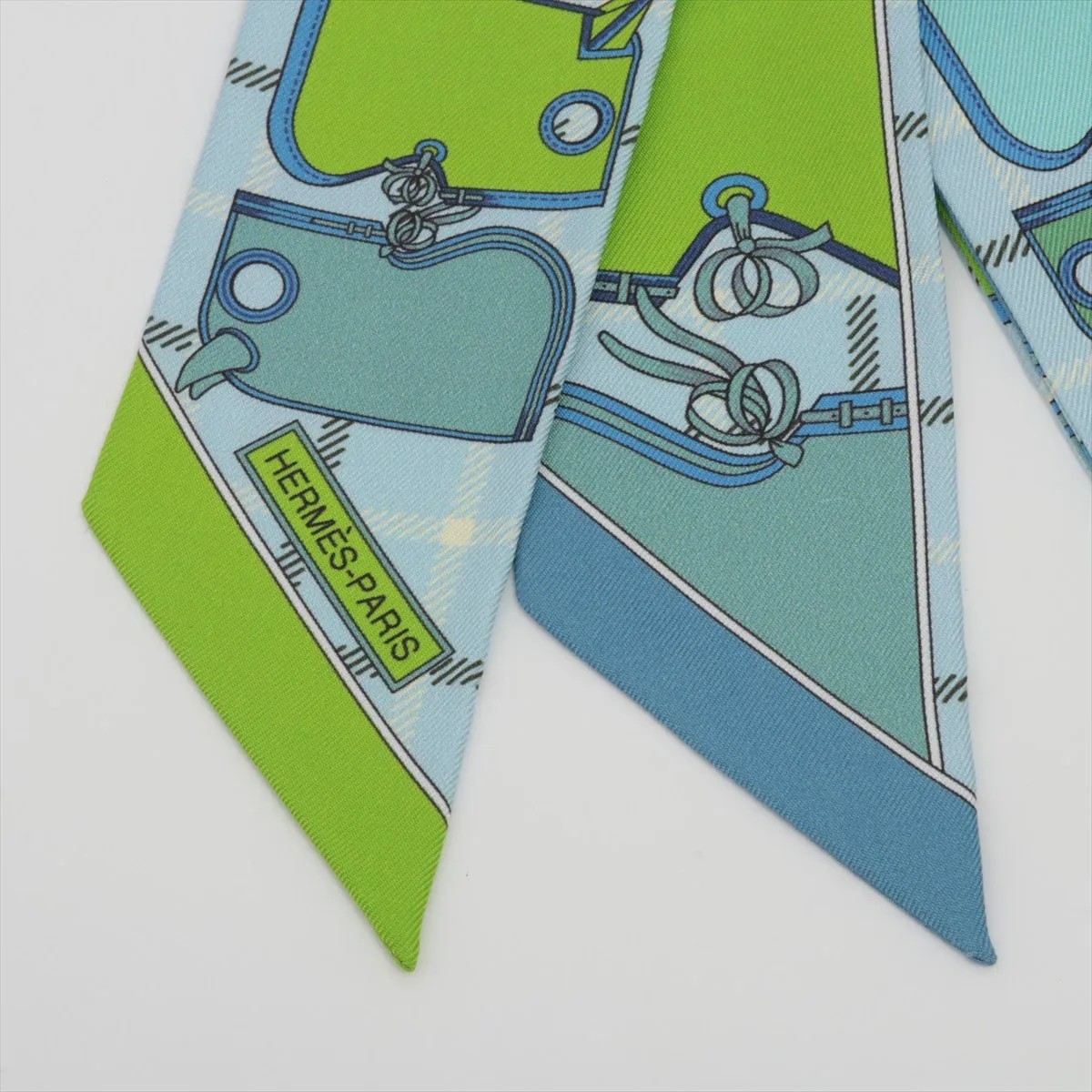 Twilly Camails scarf, silk, blue, some wear and tear. — view 2