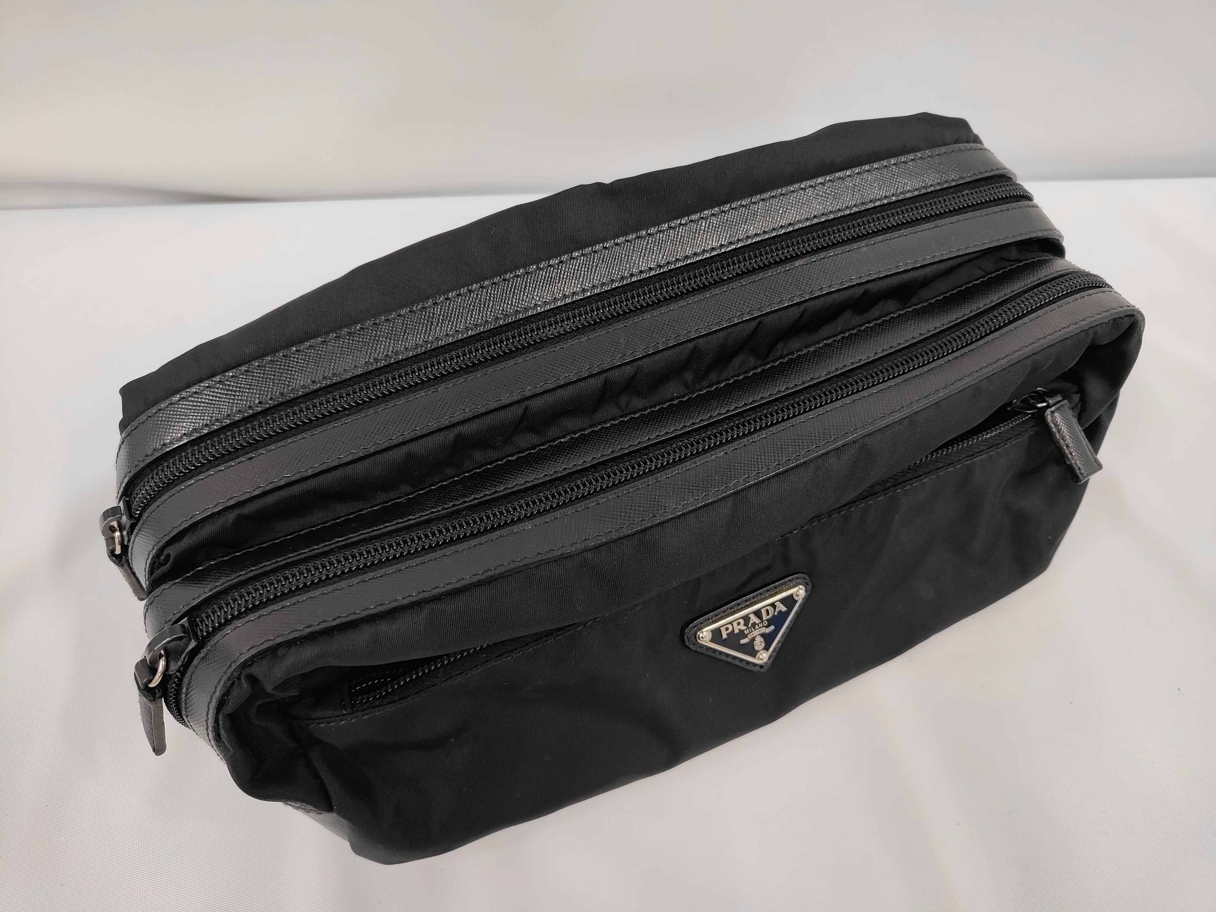 Tessuto Nylon Saffiano Leather Pouch — view 5