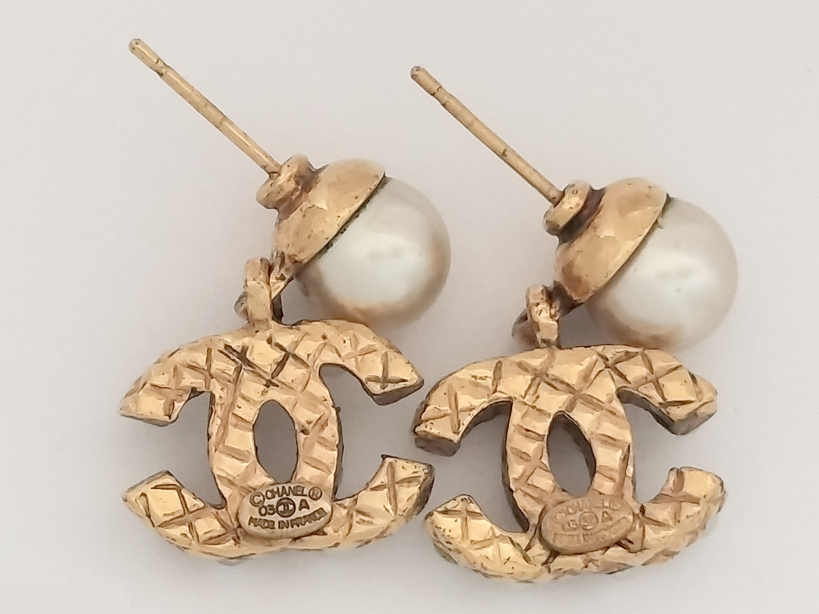 Coco F Pearl Gold Earrings — view 2