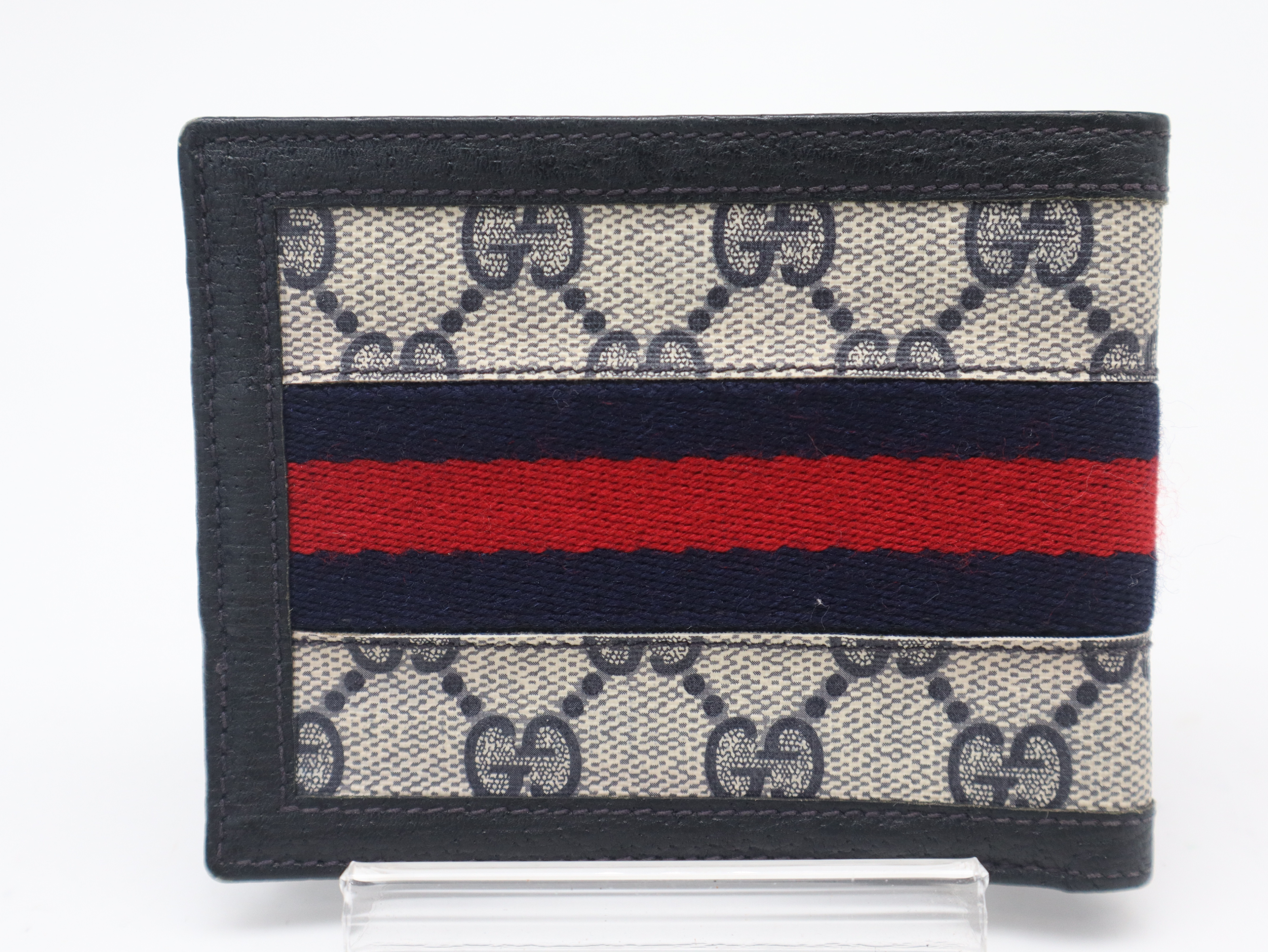 GG Supreme Sherry Line Leather Navy Wallet — view 2