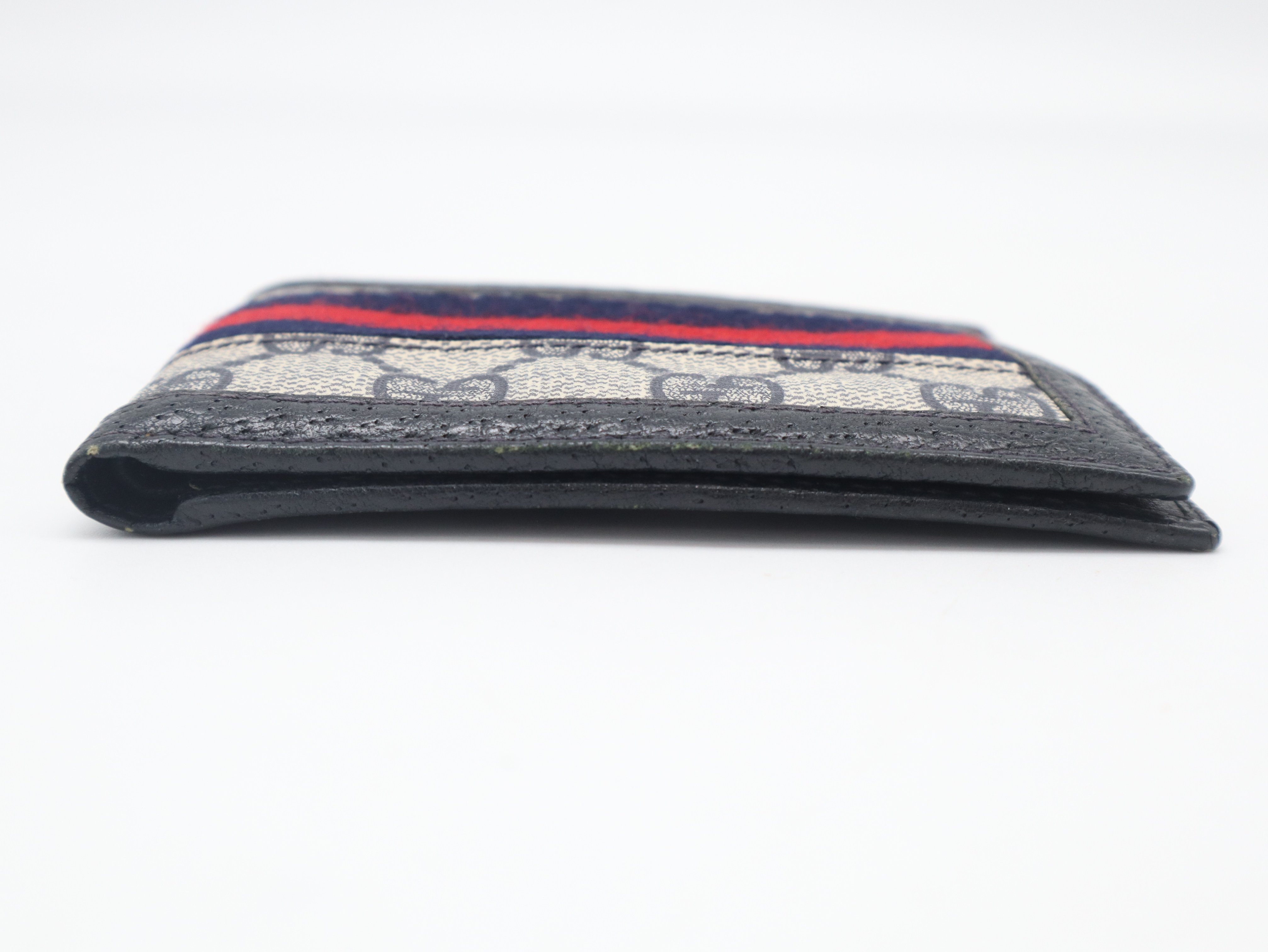 GG Supreme Sherry Line Leather Navy Wallet — view 3