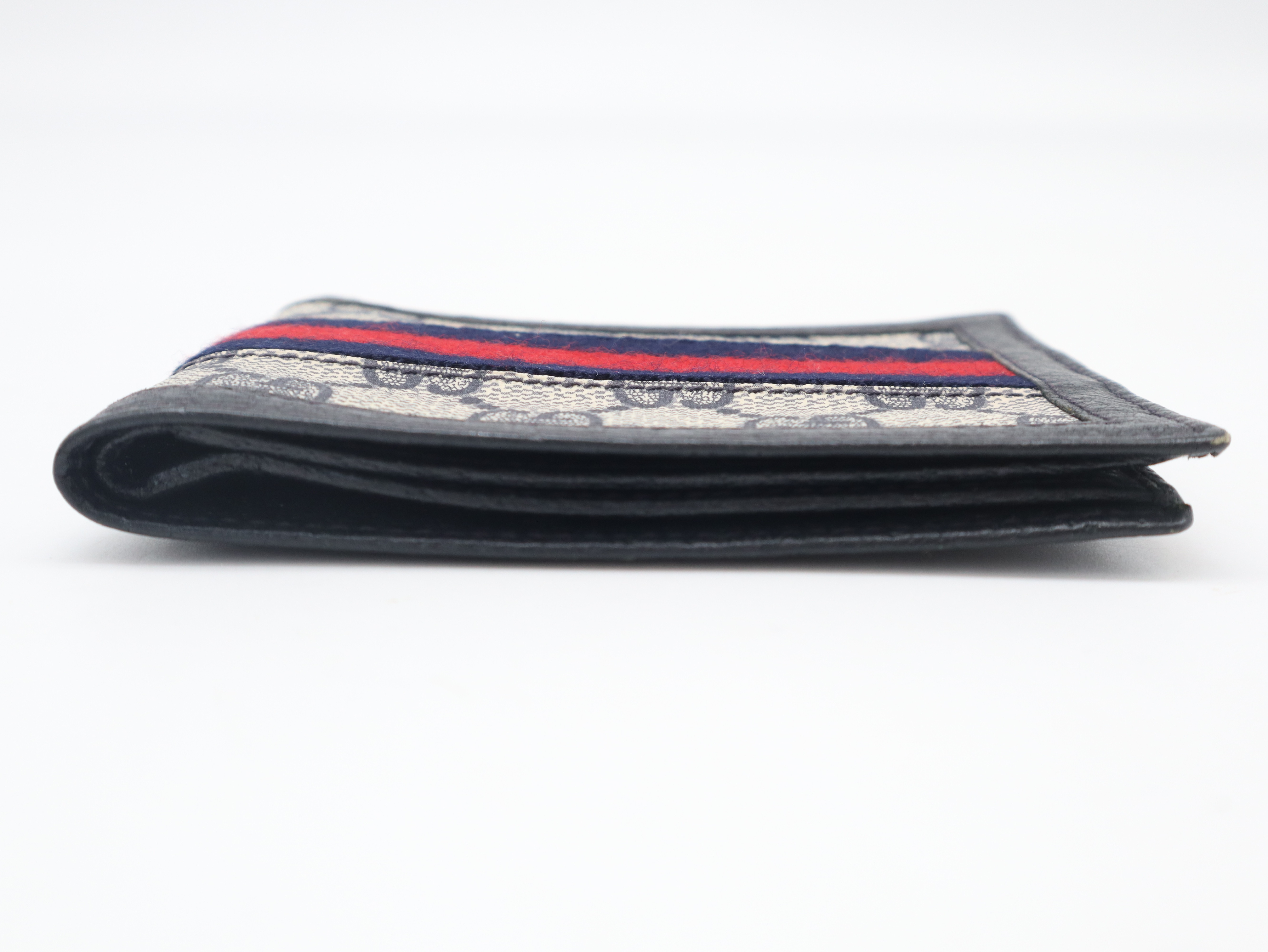 GG Supreme Sherry Line Leather Navy Wallet — view 4