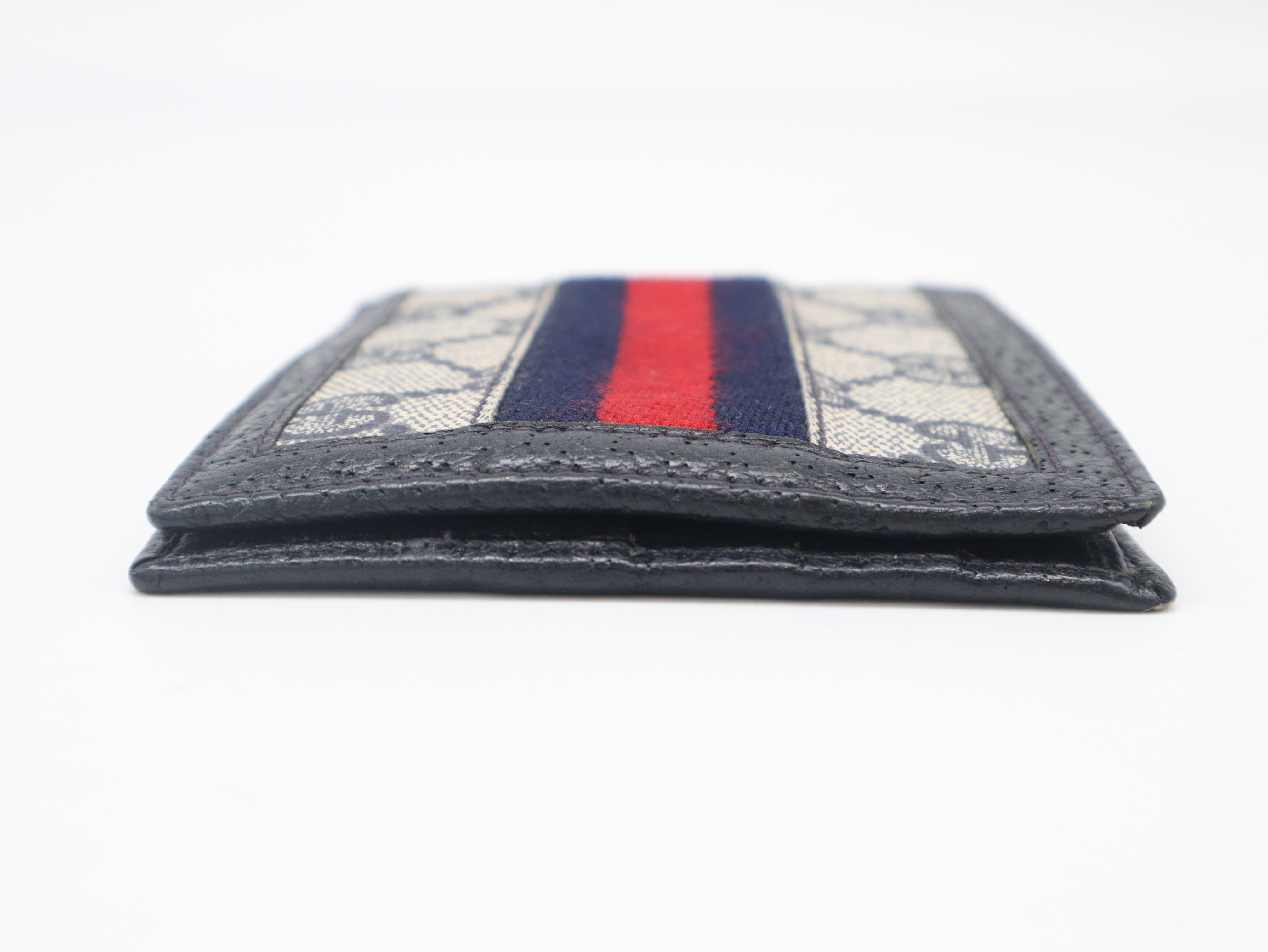 GG Supreme Sherry Line Leather Navy Wallet — view 5