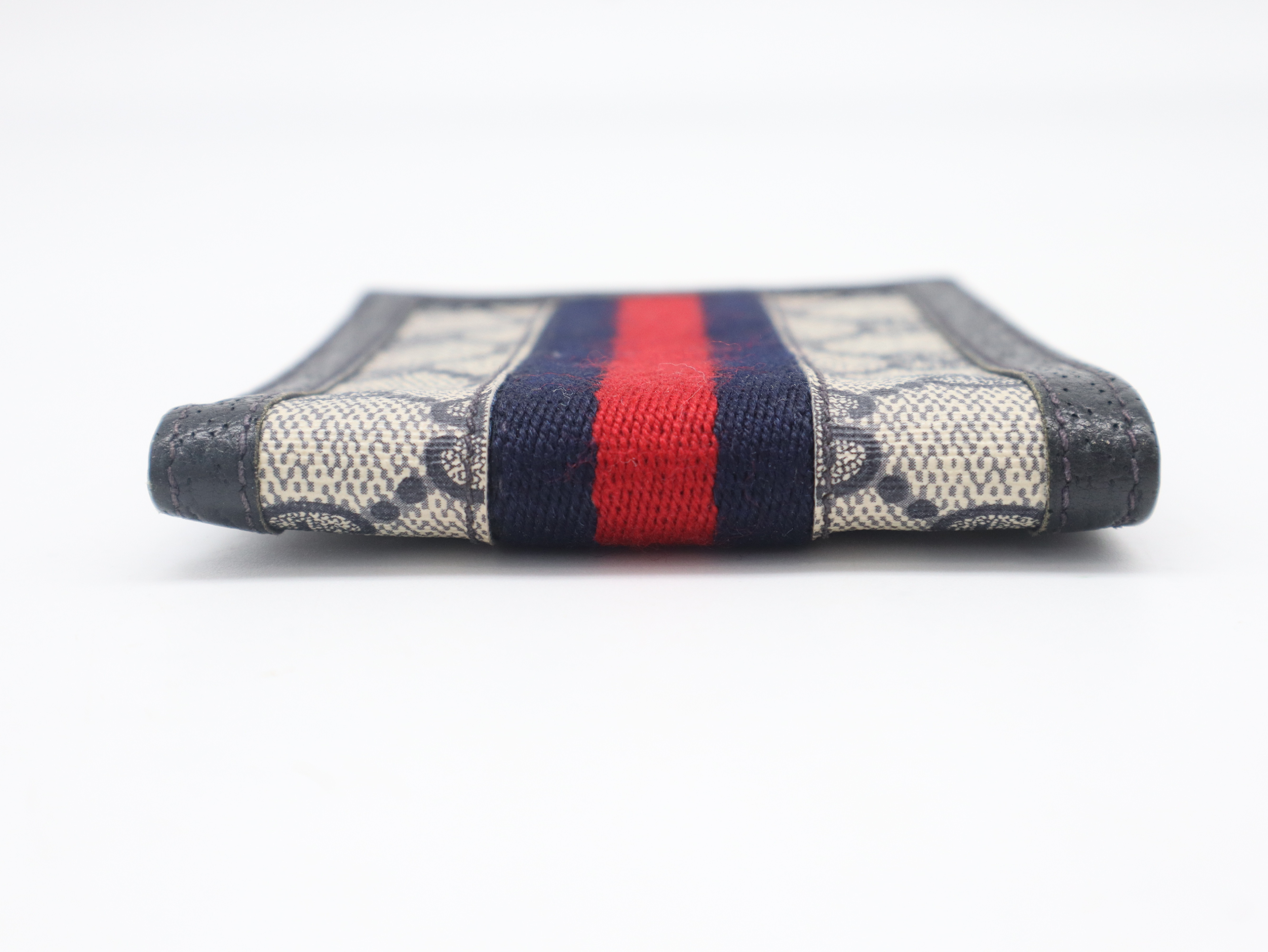 GG Supreme Sherry Line Leather Navy Wallet — view 6