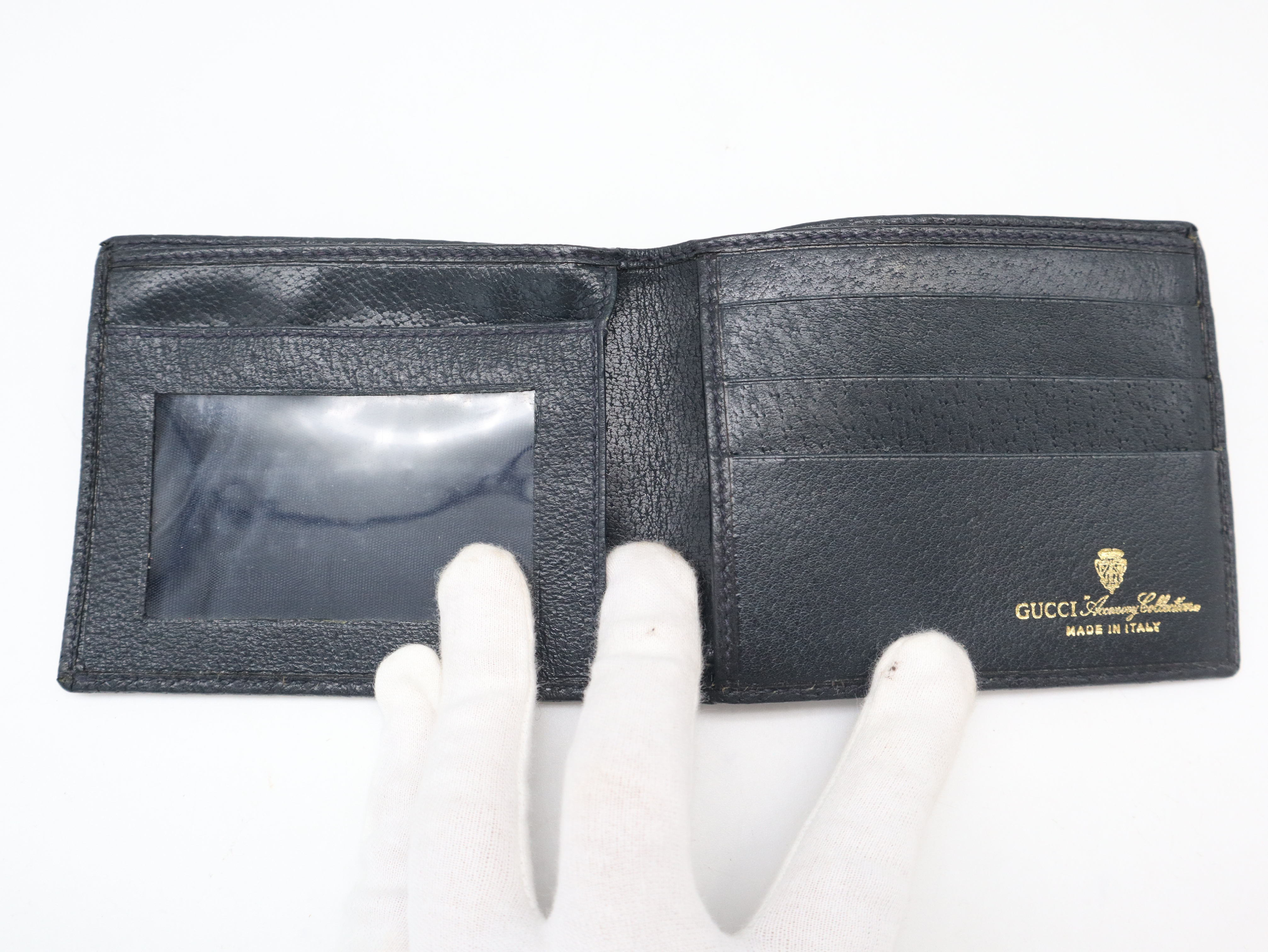 GG Supreme Sherry Line Leather Navy Wallet — view 8