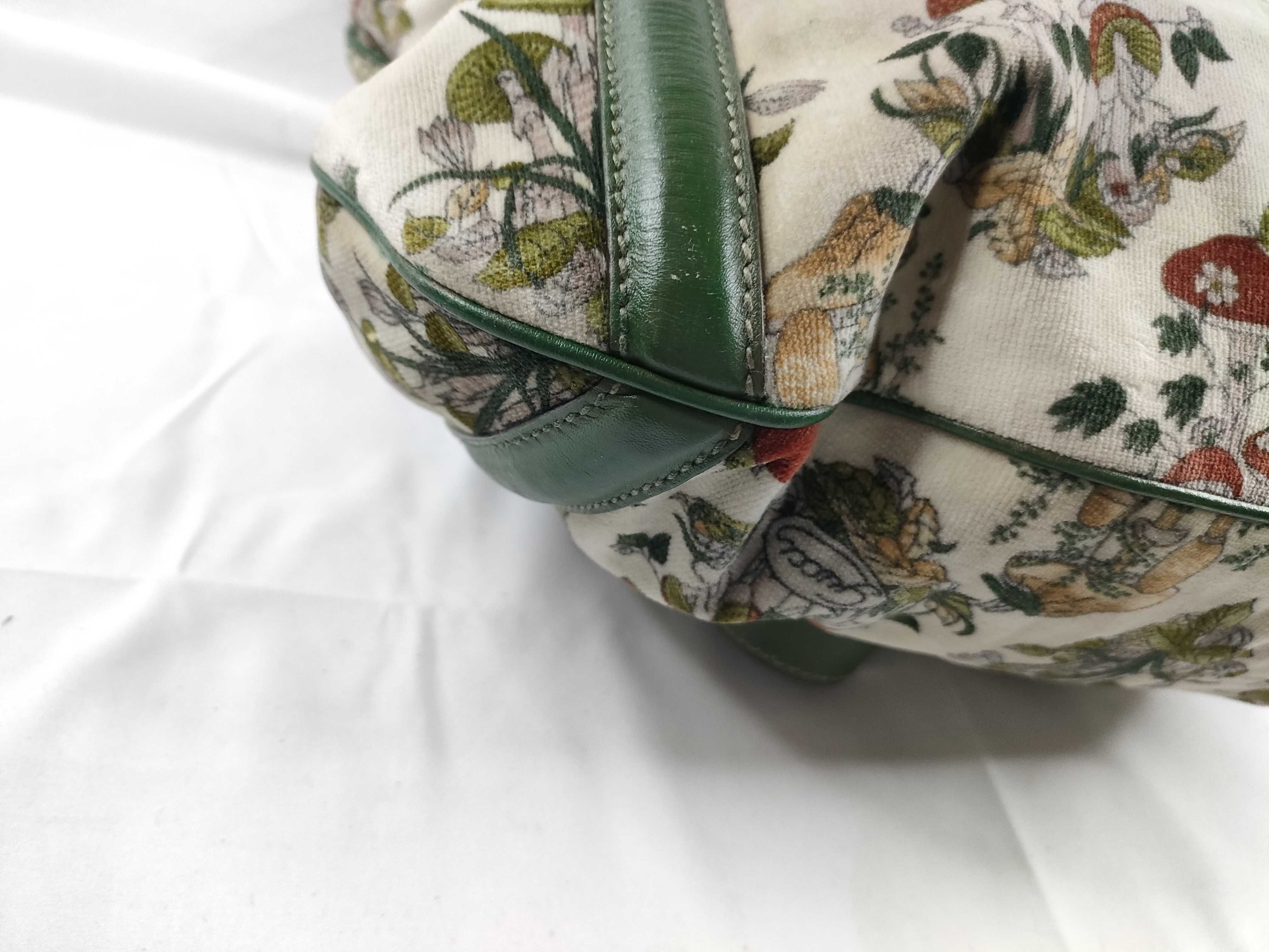 Interlocking GG Mushroom Flora Multicolor Velour Shoulder Bag 162886 — view 3