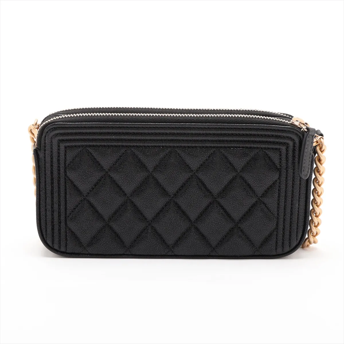 Boy Chanel Caviar Skin Chain Wallet, Black with Gold Hardware, 27867614, Serial Number 27 — view 2