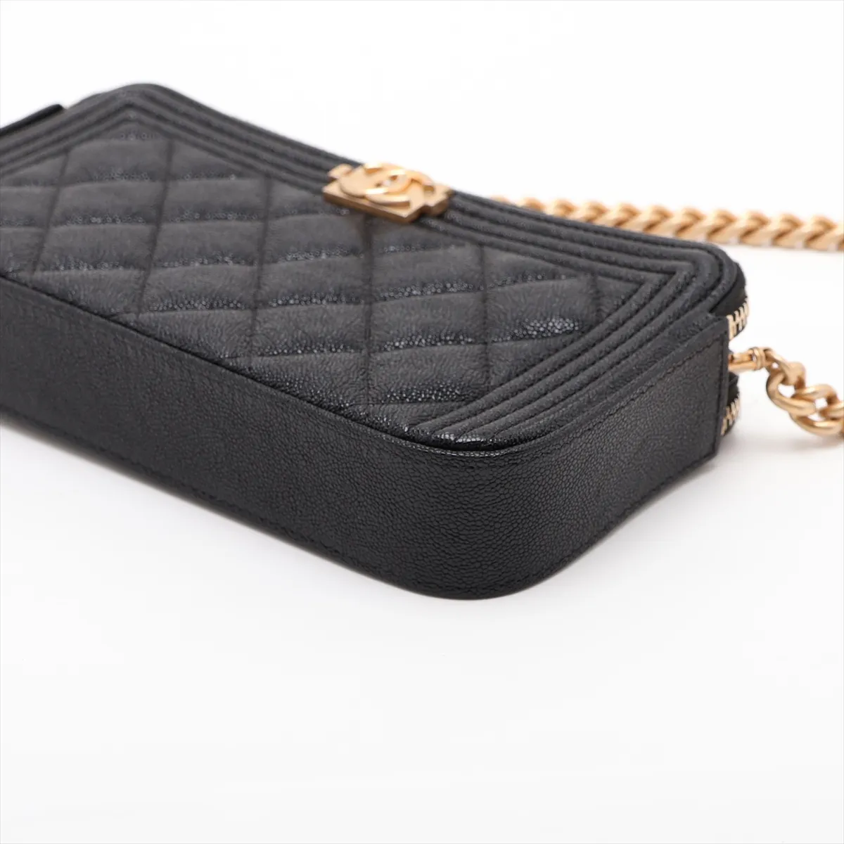 Boy Chanel Caviar Skin Chain Wallet, Black with Gold Hardware, 27867614, Serial Number 27 — view 3