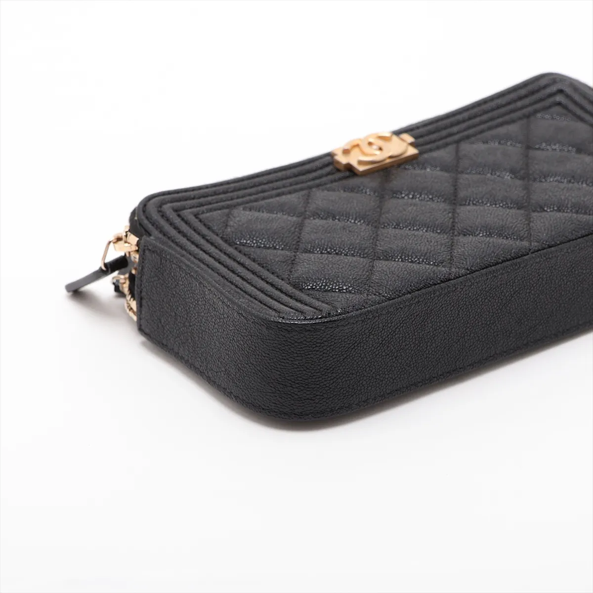 Boy Chanel Caviar Skin Chain Wallet, Black with Gold Hardware, 27867614, Serial Number 27 — view 4