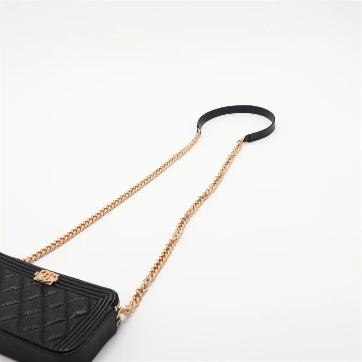 Boy Chanel Caviar Skin Chain Wallet, Black with Gold Hardware, 27867614, Serial Number 27 — view 5