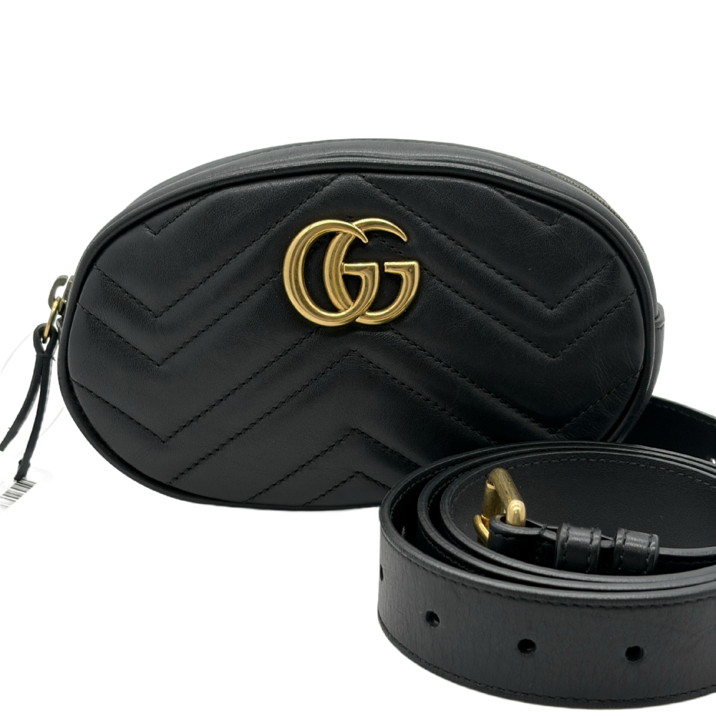 GG Marmont Matelassé Belt Bag Waist Bag Black Leather Shoulder Bag