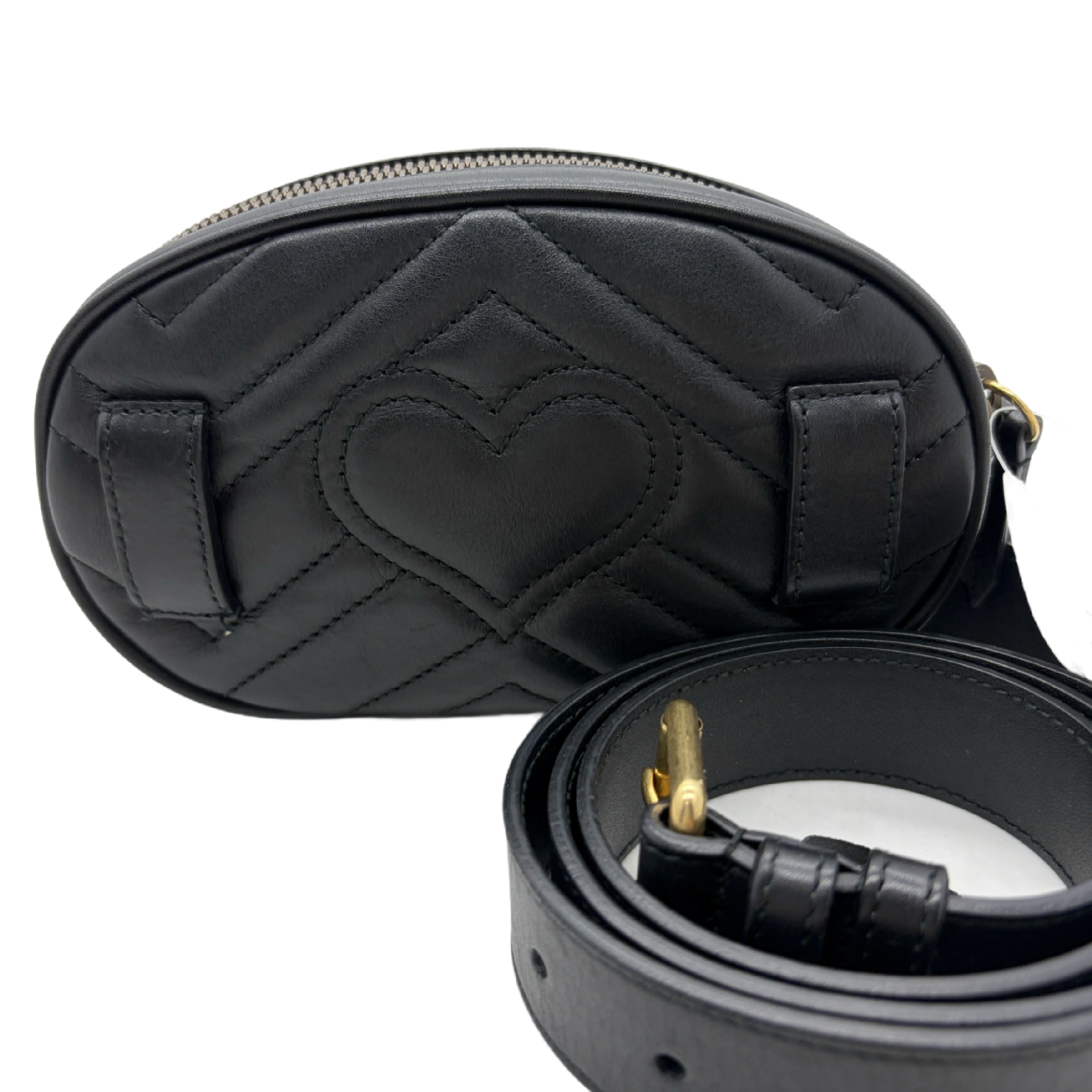 GG Marmont Matelassé Belt Bag Waist Bag Black Leather Shoulder Bag — view 2