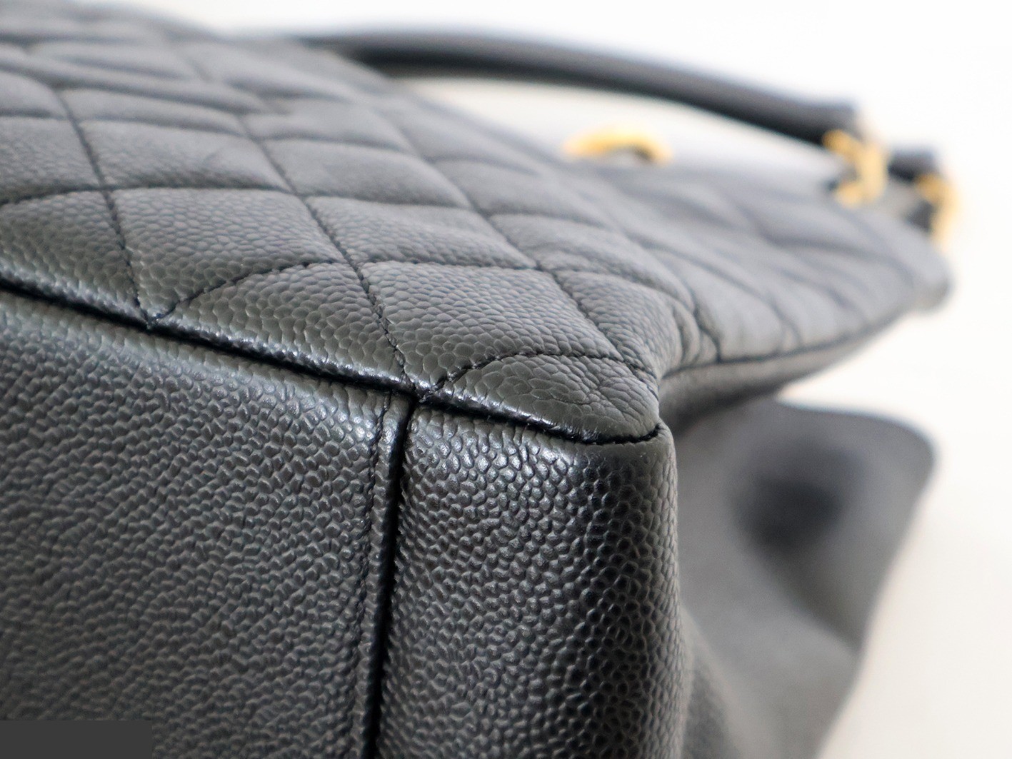 Caviar Skin GST Chain Tote Bag, Black — view 4