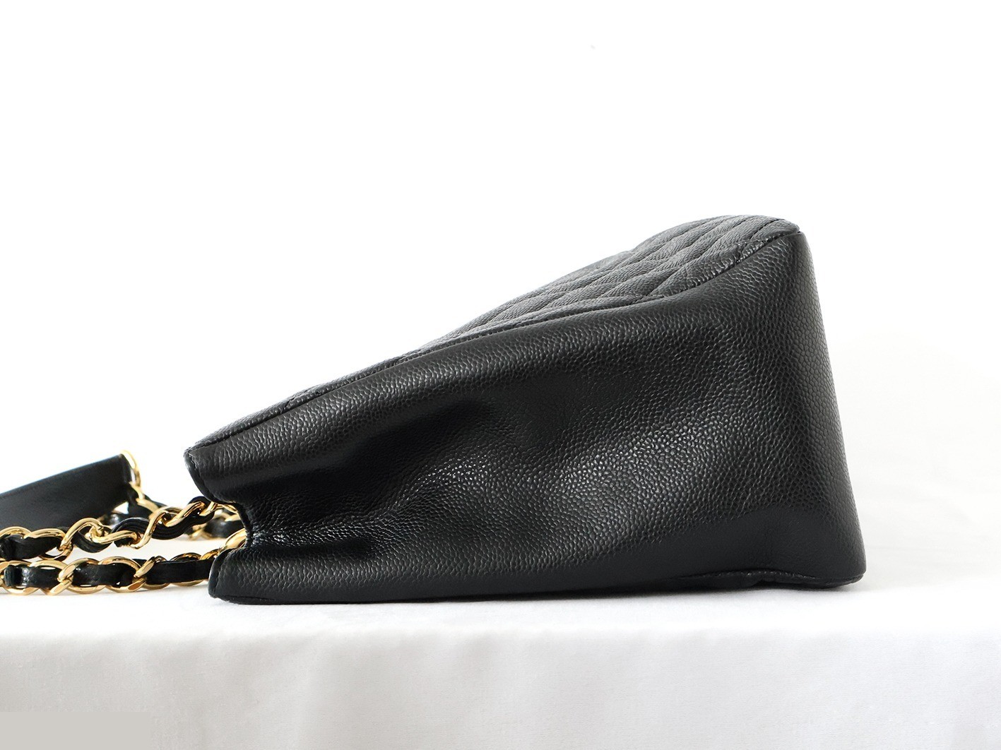 Caviar Skin GST Chain Tote Bag, Black — view 6