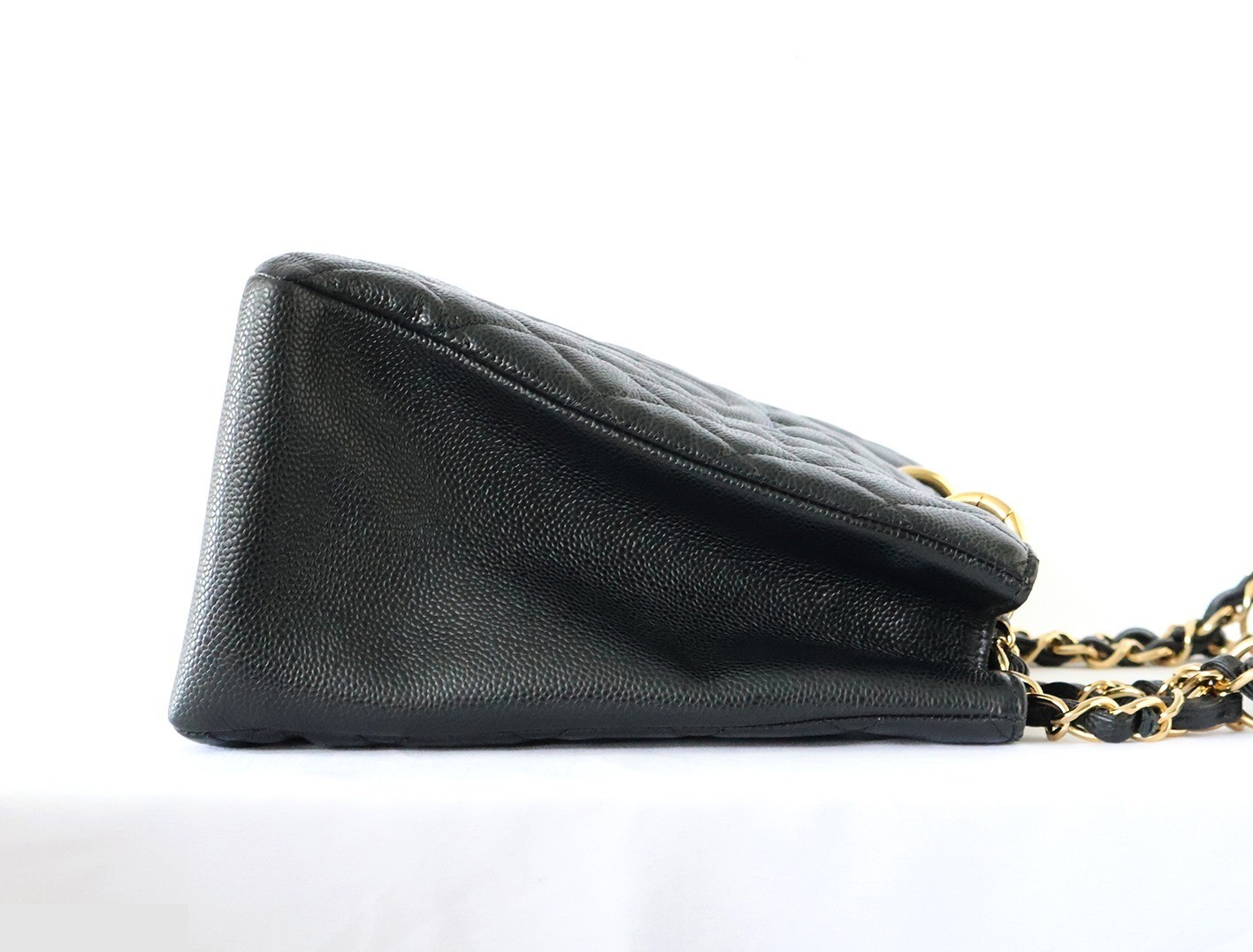 Caviar Skin GST Chain Tote Bag, Black — view 7