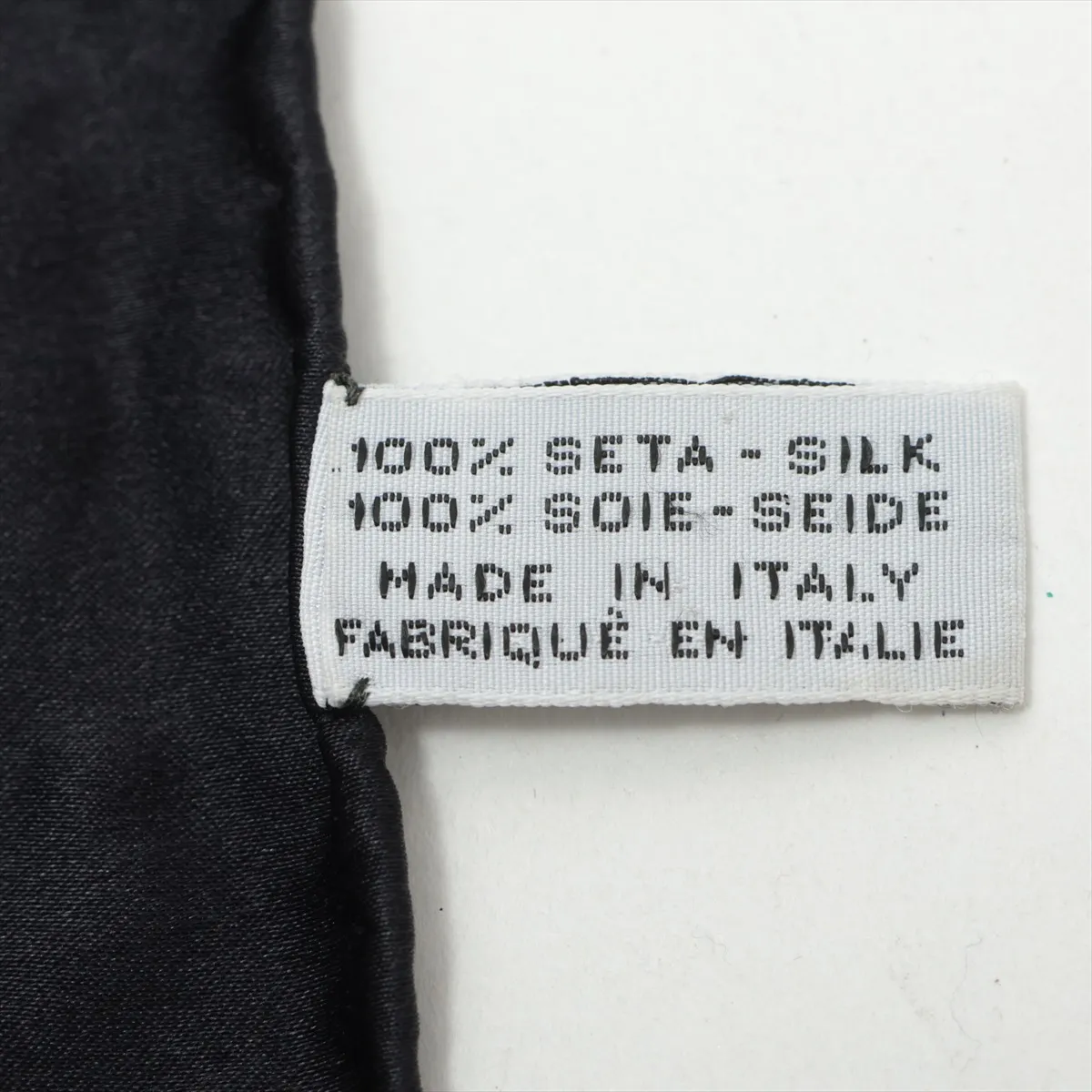 Gripoix scarf, silk, black. Shows signs of wear, including loose threads, — view 6