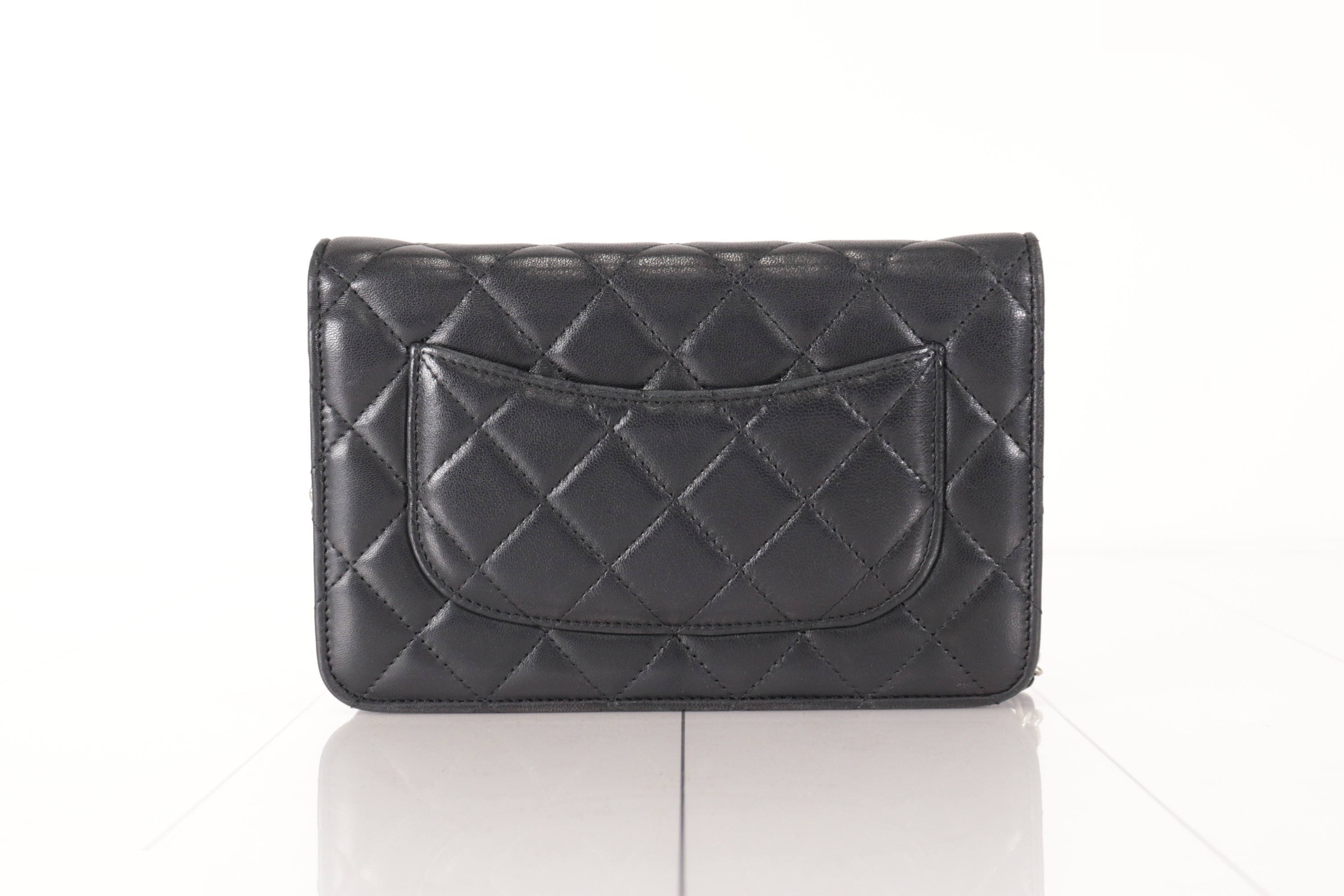 Coco Mark Lamb Chain Wallet, Silver Hardware, Series 19 — view 2