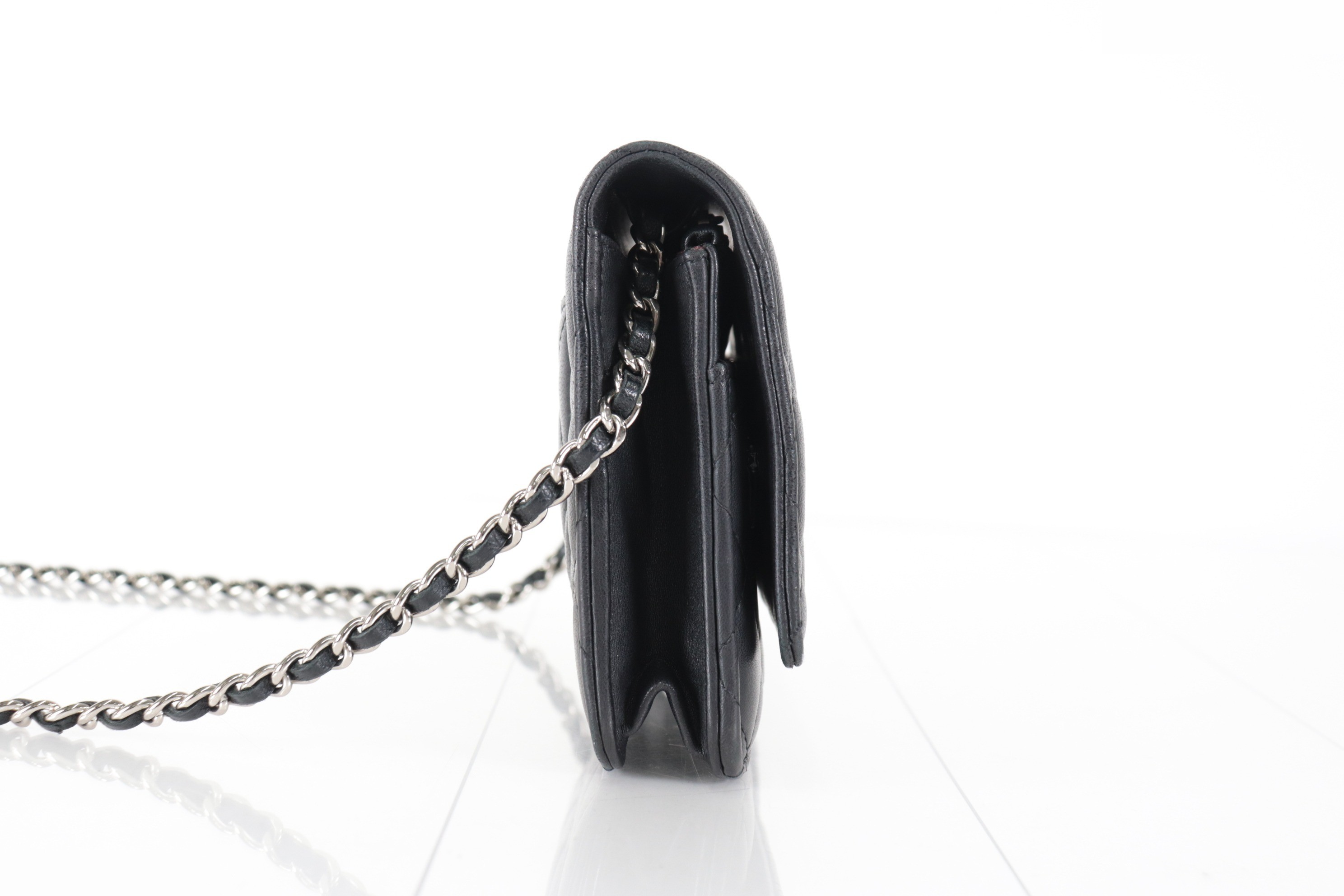 Coco Mark Lamb Chain Wallet, Silver Hardware, Series 19 — view 3