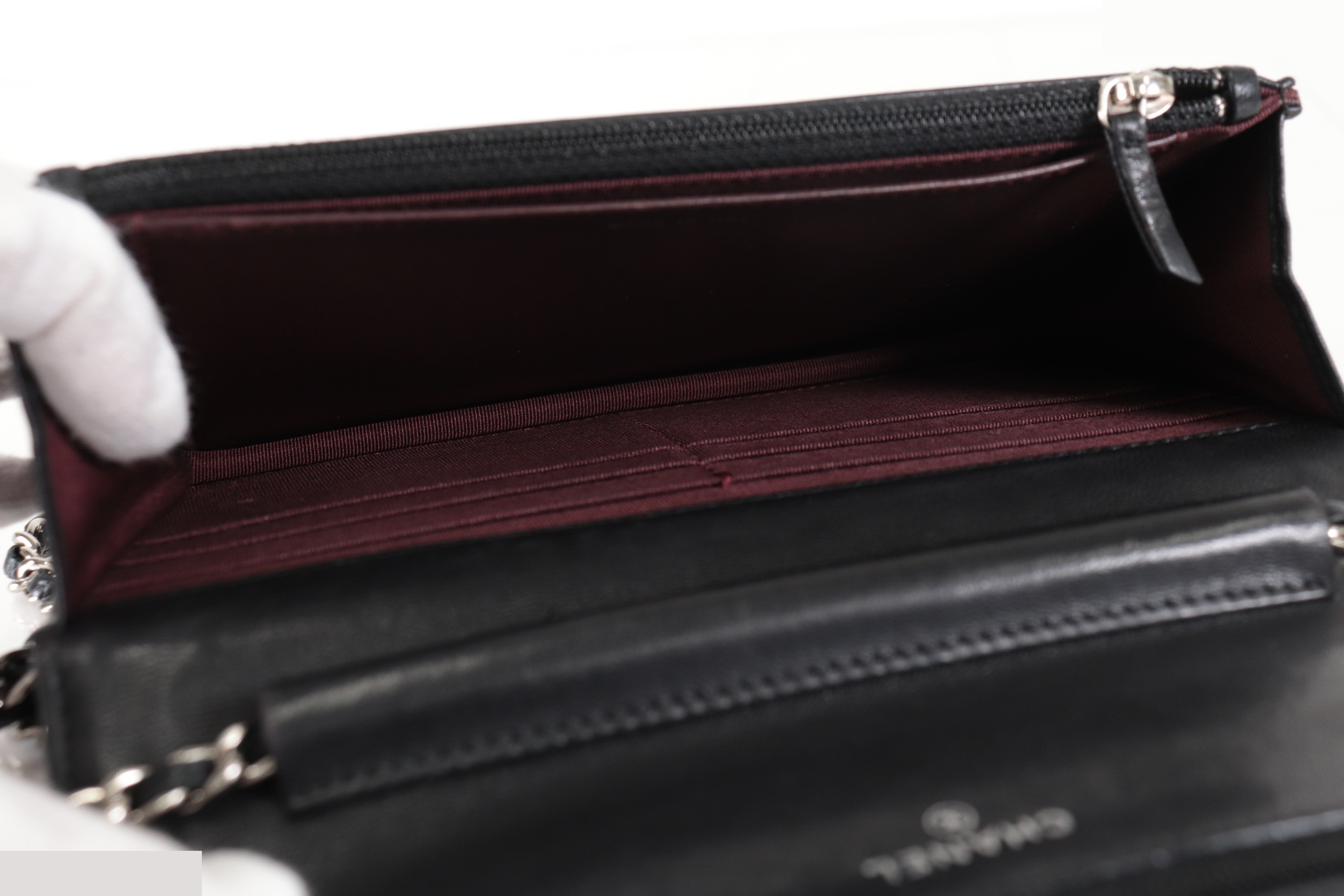 Coco Mark Lamb Chain Wallet, Silver Hardware, Series 19 — view 8