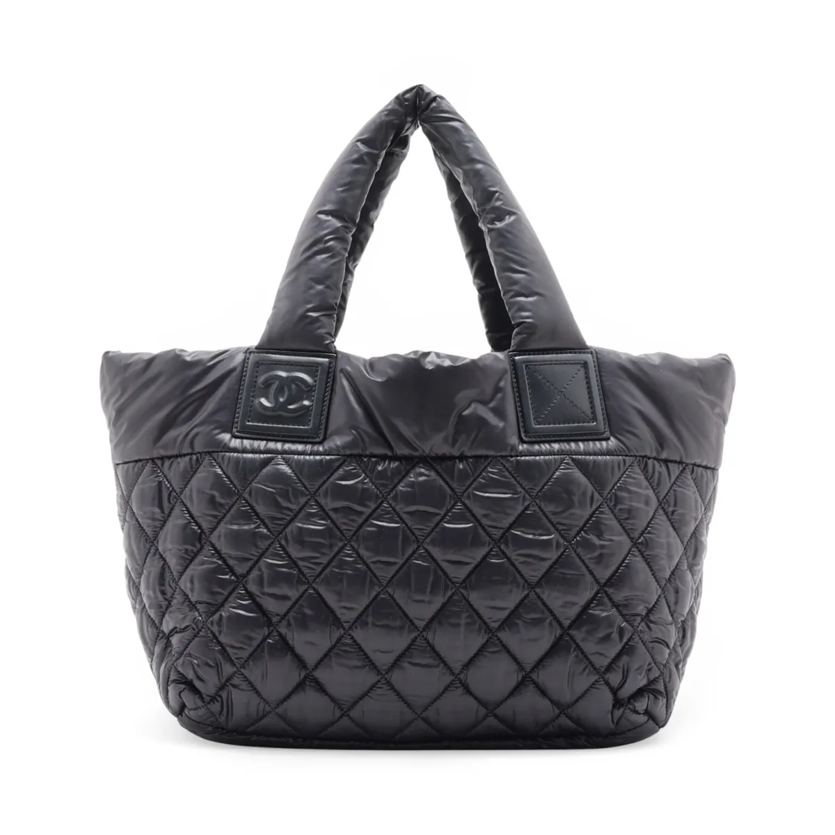Coco Cocoon Nylon x Leather Tote Bag, Black with Silver Hardware, Item Number 18183903 (Serial Number 18) — view 2