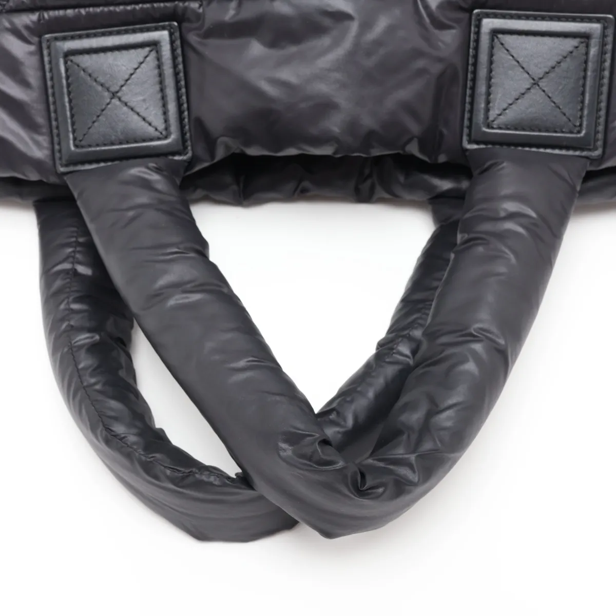 Coco Cocoon Nylon x Leather Tote Bag, Black with Silver Hardware, Item Number 18183903 (Serial Number 18) — view 5