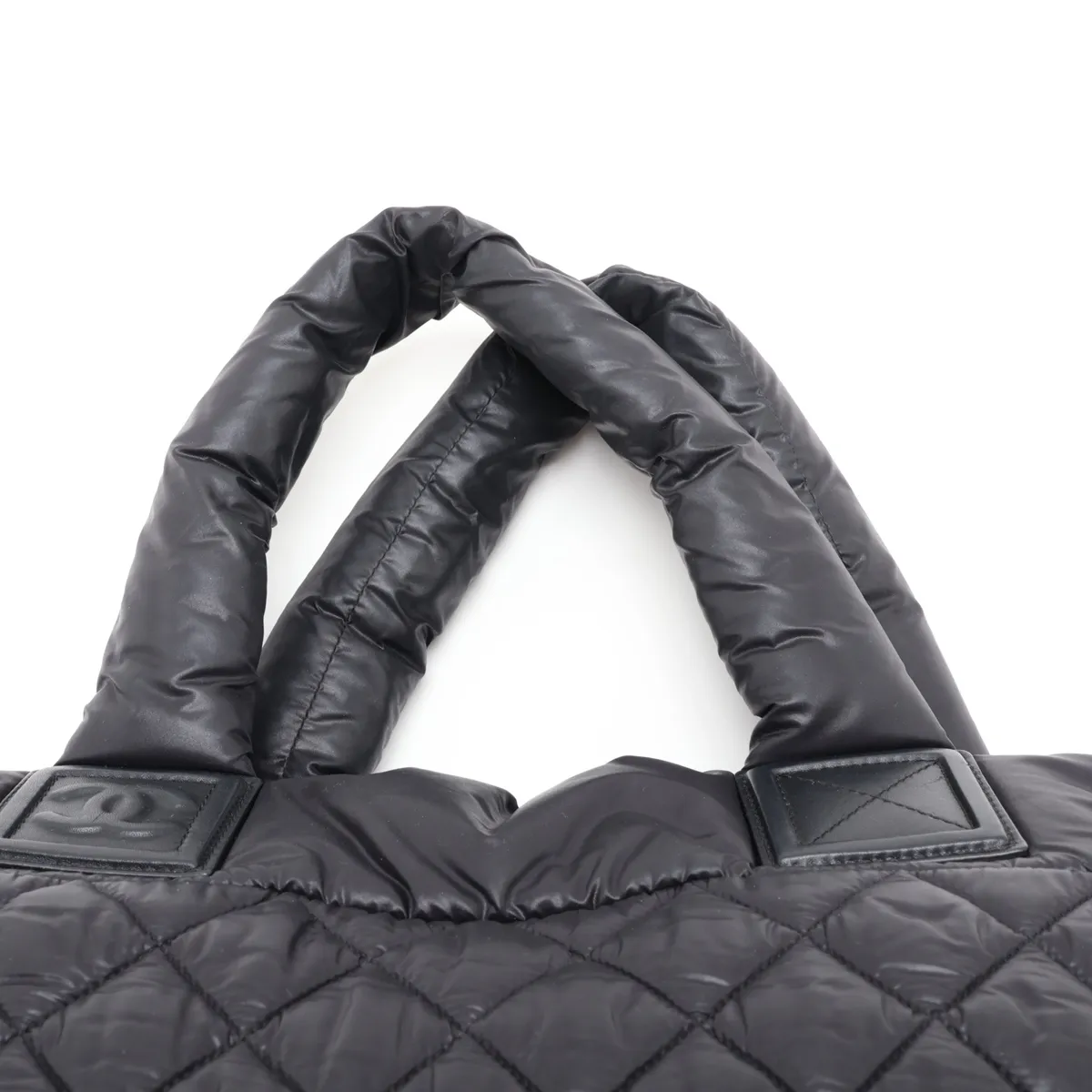 Coco Cocoon Nylon x Leather Tote Bag, Black with Silver Hardware, Item Number 18183903 (Serial Number 18) — view 6
